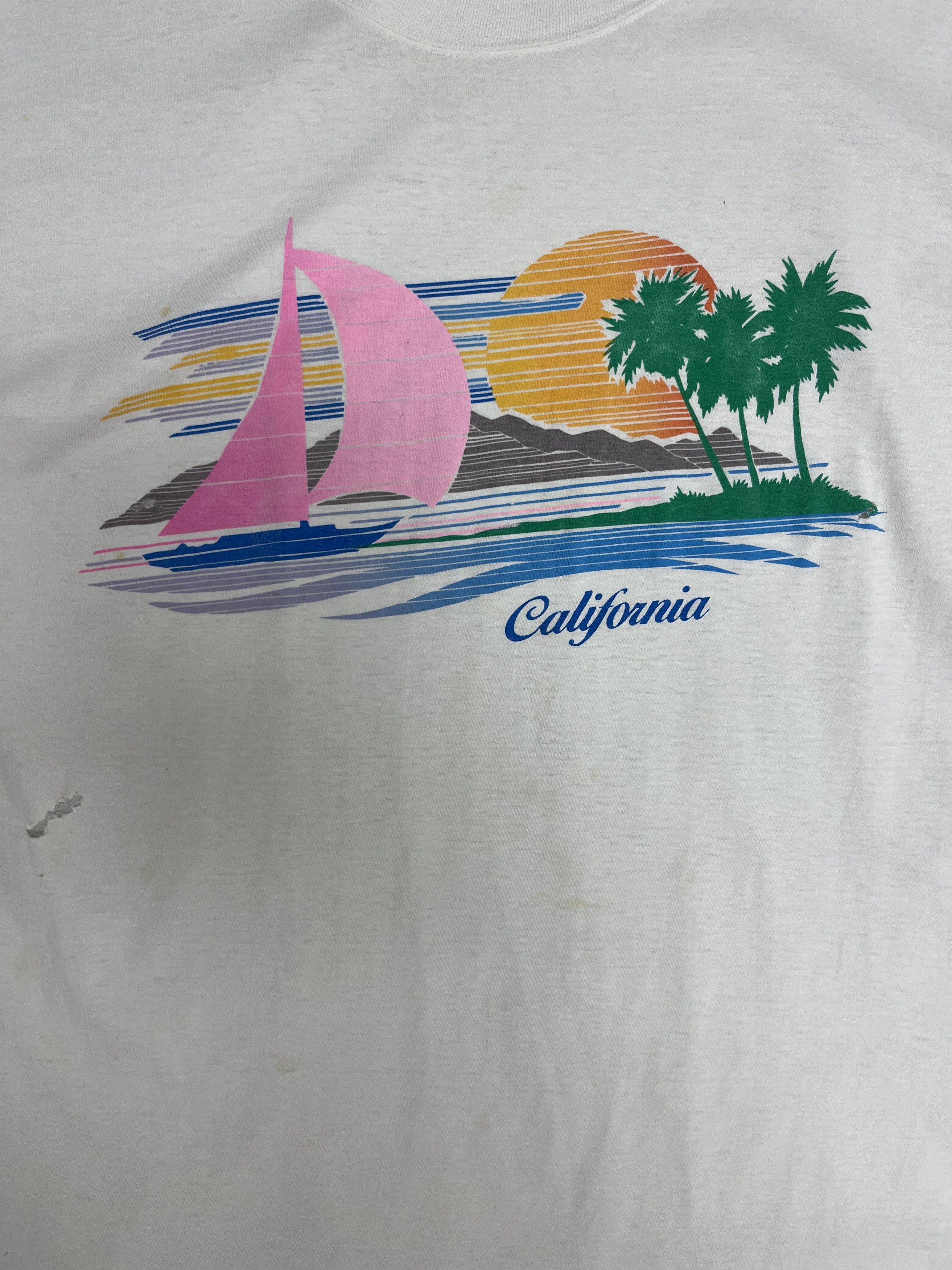 Vintage California Sailing Vintage White T-Shirt Tee Size US L / EU 52-54 / 3 - 2 Thumbnail