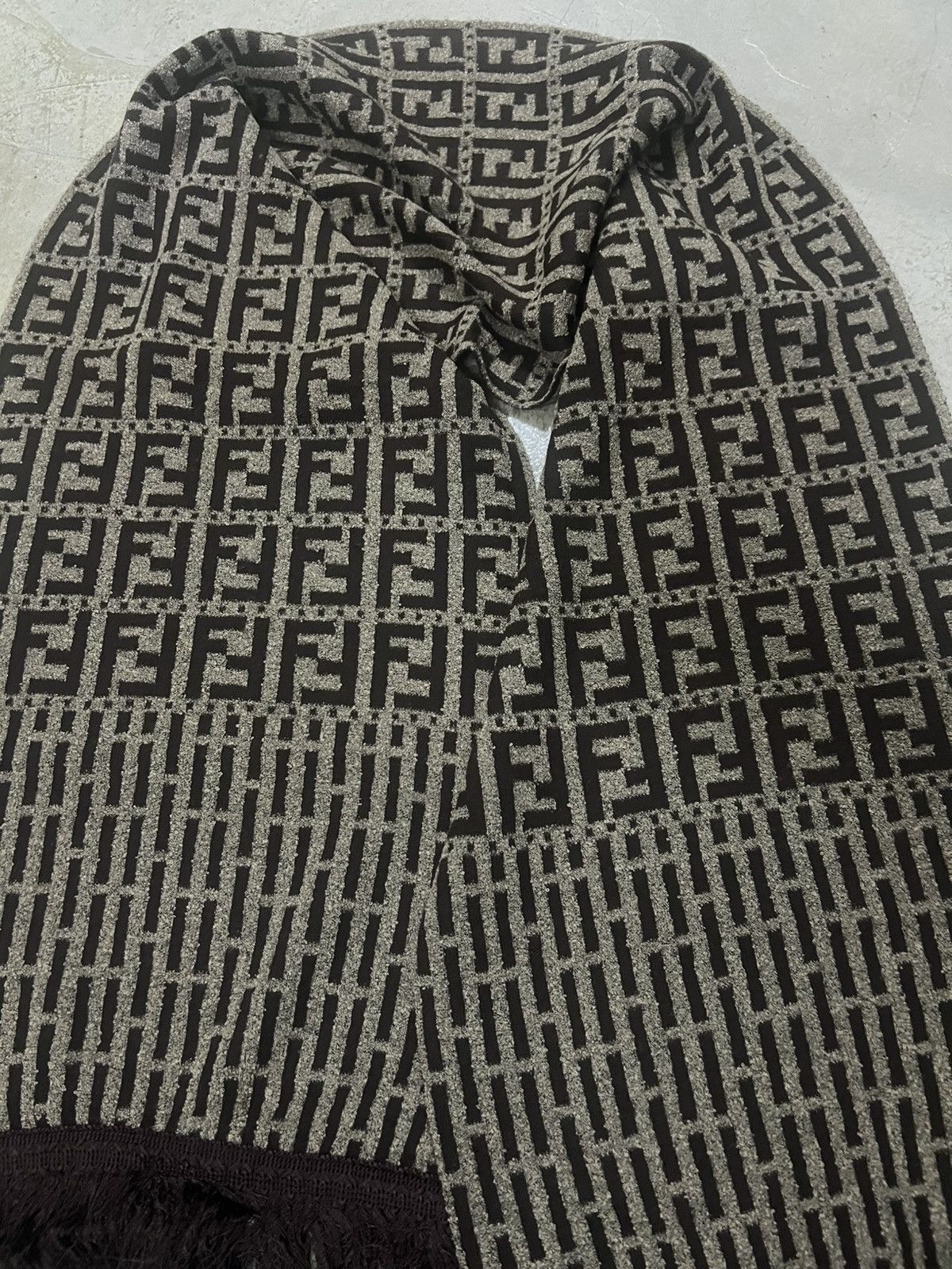 Fendi FENDI Zucca Monogram Wool Scarf Brown Vintage Size ONE SIZE - 8 Thumbnail