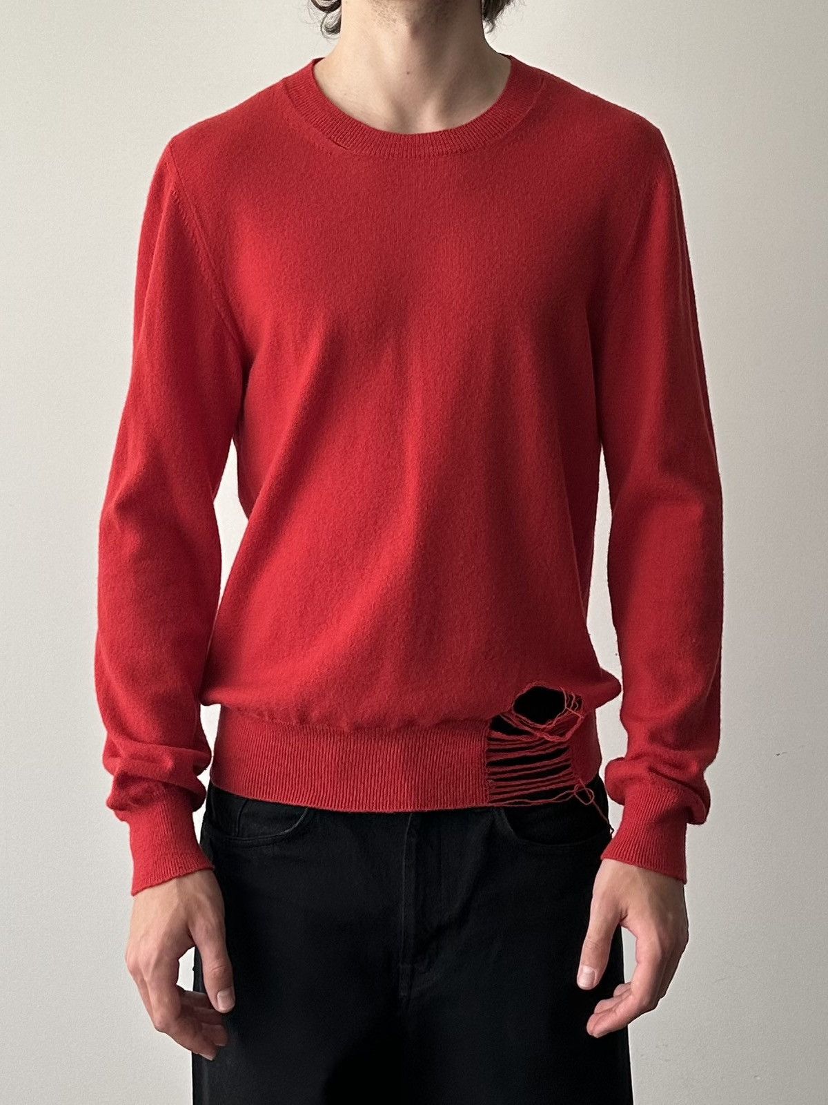 Maison Margiela Maison Margiela Distressed Wool Sweater Size US M / EU 48-50 / 2 - 1 Thumbnail