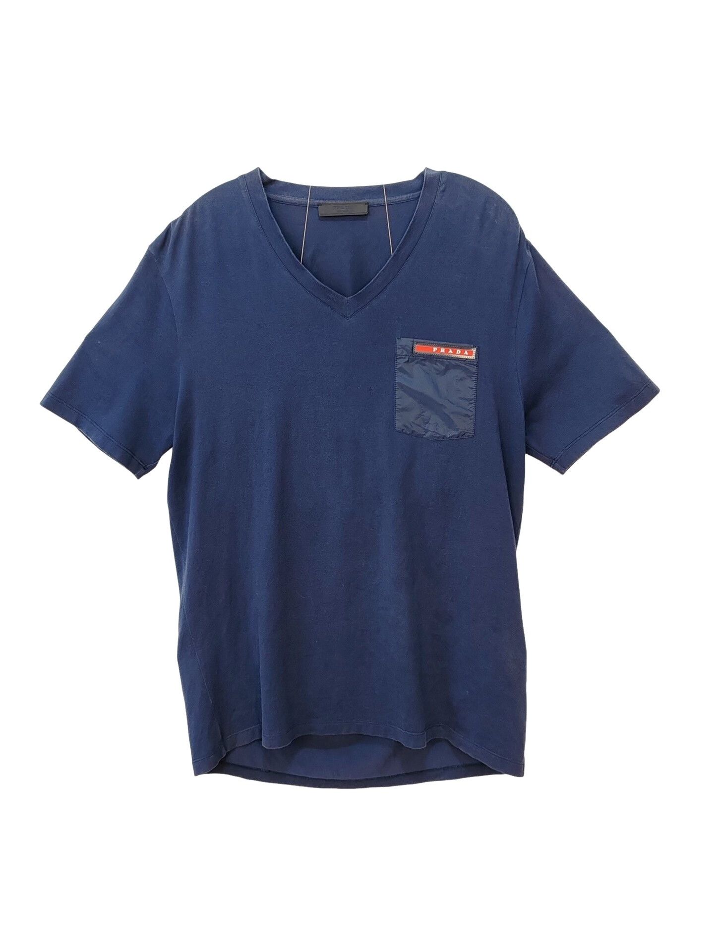 Prada Prada Rubber Logo Pocket V-Neck T-Shirt Size S Size US S / EU 44-46 / 1 - 1 Thumbnail