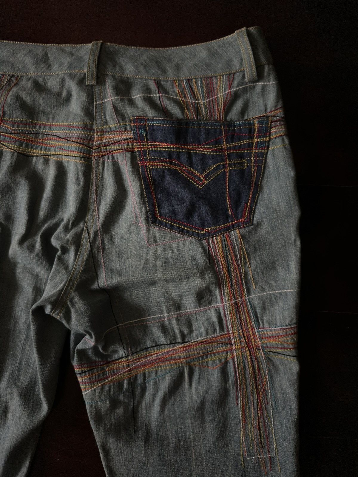 John Galliano John Galliano Resort 2002 Rainbow Stitching Jeans Size US 29 - 12 Thumbnail