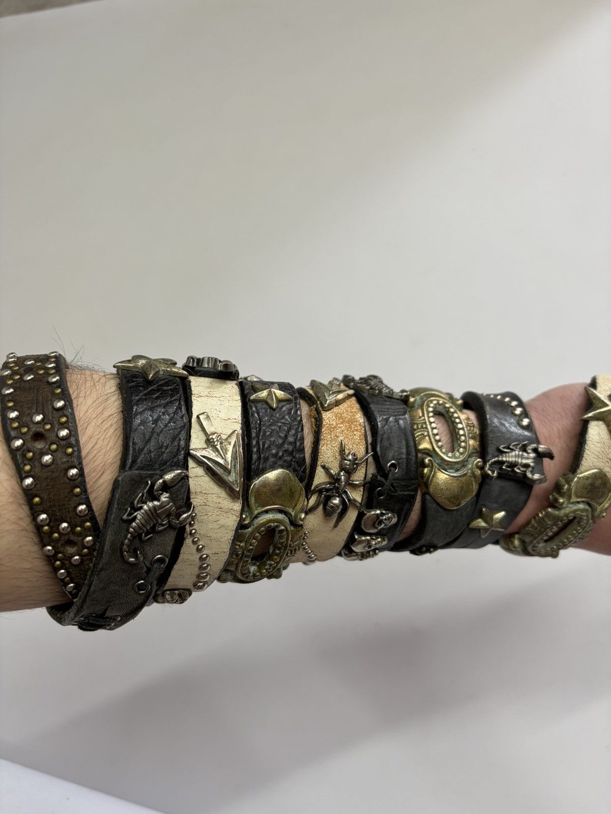 If Six Was Nine Vintage Studded Leather Tribal Belt Y2K Punk Grunge Rockstar Size 34 - 14 Thumbnail
