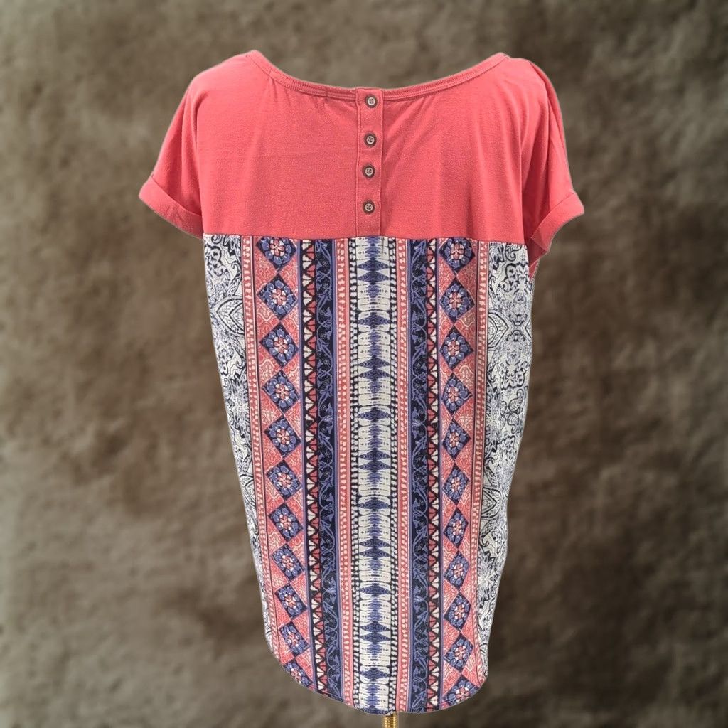 Vintage Boho Coral Blouse - Lightweight Top Size XL / US 12-14 / IT 48-50 - 1 Thumbnail
