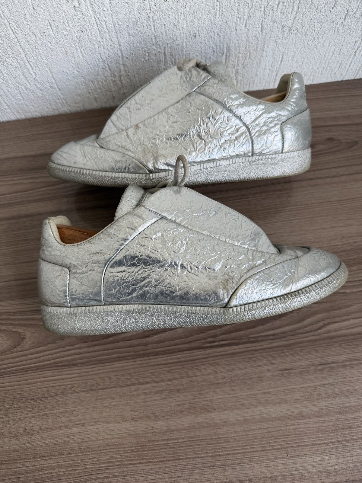 Maison Margiela crinkled metallic silver Future low Size US 11.5 / EU 44-45 - 14 Thumbnail