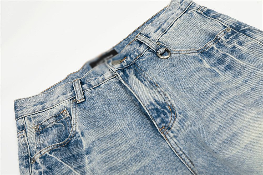 Jean Retro punk distressed loose wide-leg men's washed jeans Size US 32 / EU 48 - 3 Thumbnail