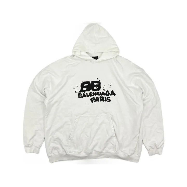 Balenciaga Balenciaga White Hand Drawn Logo Hoodie 0079-2507 Size US XS / EU 42 / 0 - 2 Thumbnail