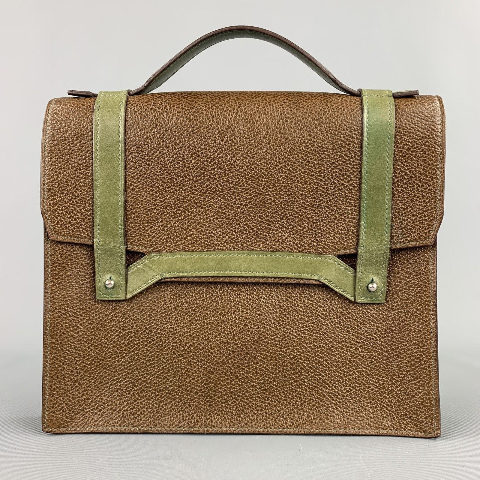 Other APRIL in PARIS Brown & Olive Textured Leather Bag Size ONE SIZE - 1 Thumbnail