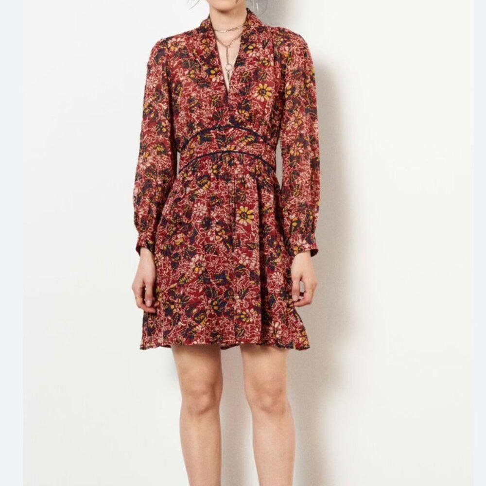 ba&sh BA&SH Giani Floral Printed Mini Dress in Red Size XS Size XS / US 0-2 / IT 36-38 - 2 Thumbnail