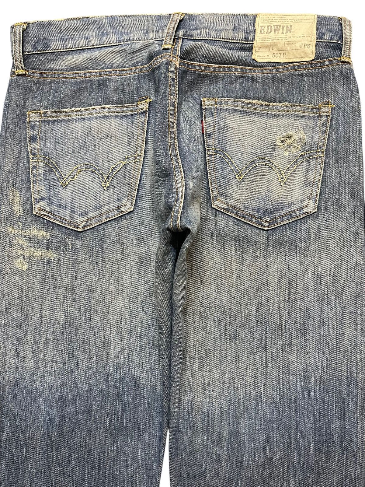 Edwin Vintage Japan Edwin 503 Faded Wash Distressed Loose Jeans Size US 33 - 5 Thumbnail