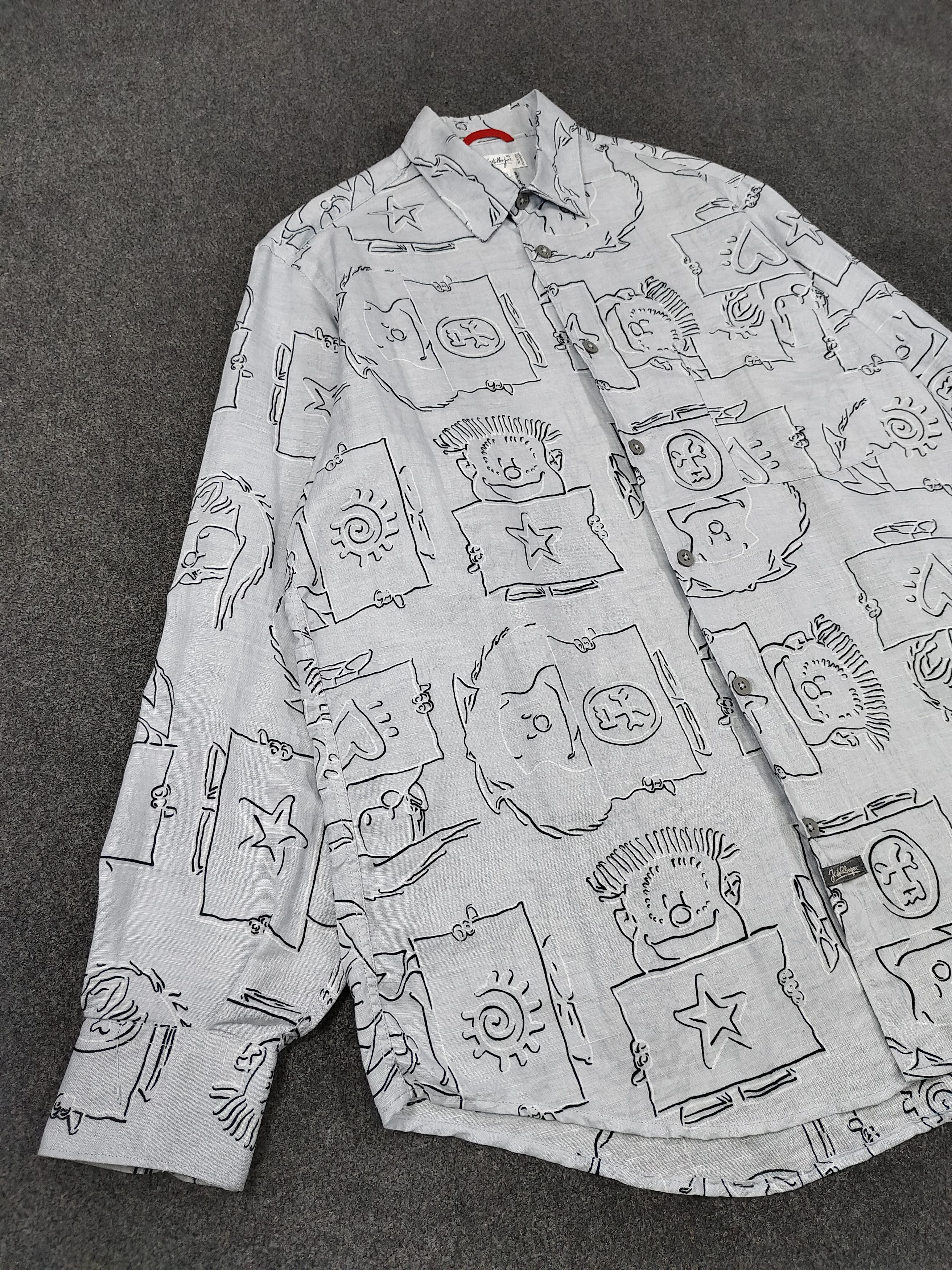 Jean Charles De Castelbajac 90s JC de Castelbajac🔥Cartoon Sketch Art Linen Shirt Size US M / EU 48-50 / 2 - 5 Thumbnail