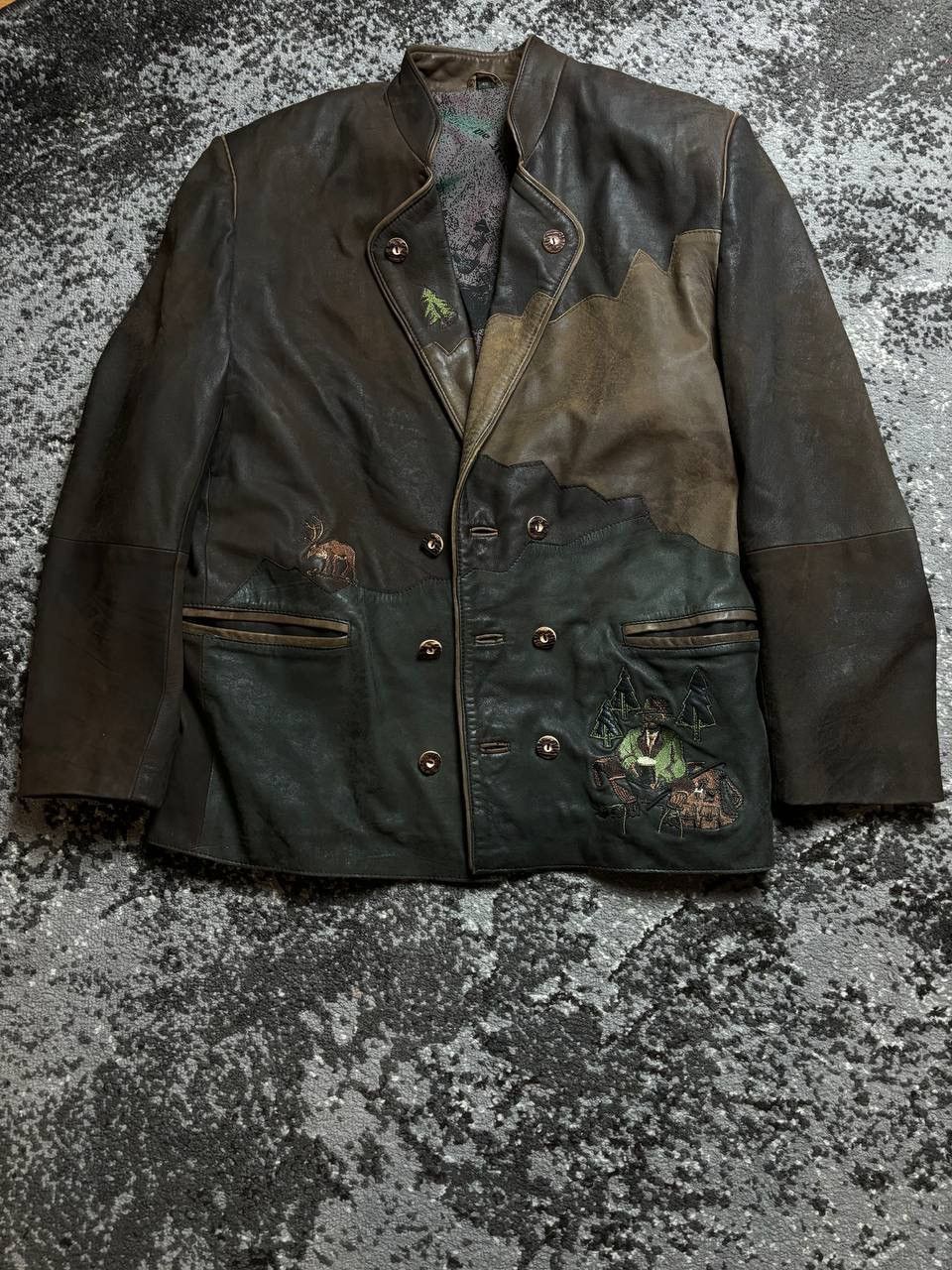 If Six Was Nine × Le Grande Bleu (L.G.B.) Vintage Y2K Retro Embroidered Camp Logo Opium Leather Jacket Size US M / EU 48-50 / 2 - 1 Thumbnail
