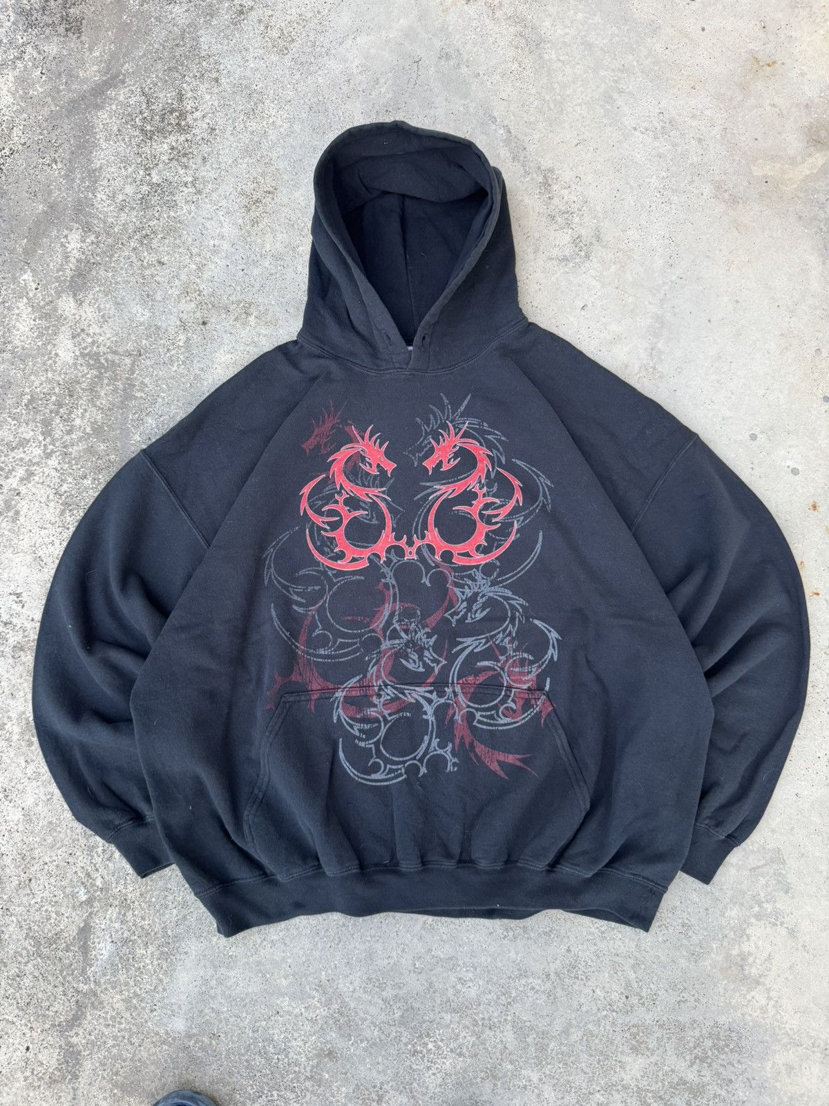 Affliction 2000s Archive Cyber Dragon Pull Over Boxy Hoodie Size US XXL / EU 58 / 5 - 1 Thumbnail