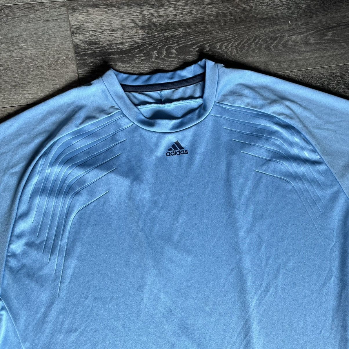 Adidas × Vintage Vintage Y2K Adidas Performance Light Blue Basic Logo Jersey Size US XL / EU 56 / 4 - 3 Thumbnail