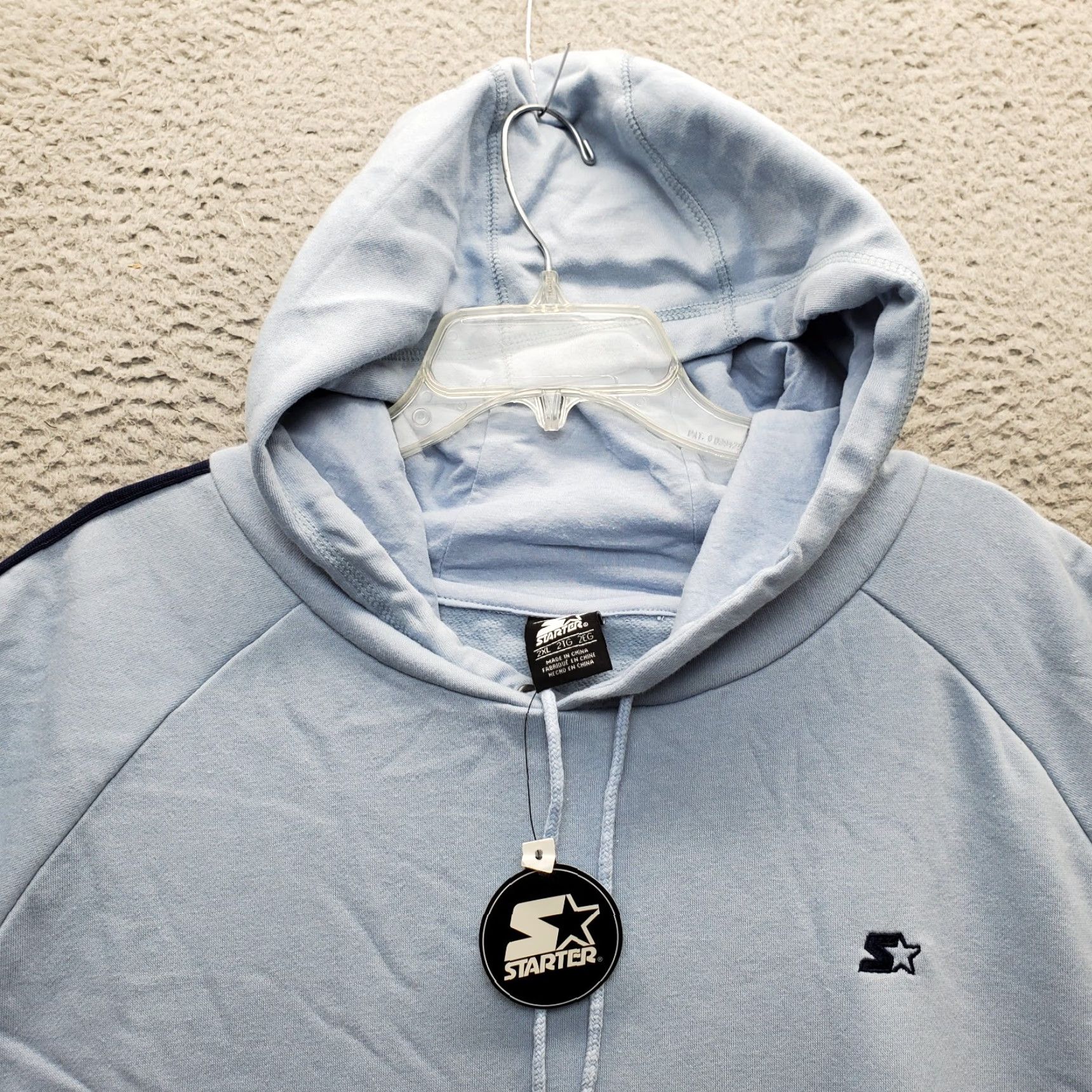 Starter Starter Mens Hoodie 2XL Blue Pullover Raglan Pocket Hooded Lined Fleece Cotton Sweatshirt Size US XXL / EU 58 / 5 - 6 Thumbnail