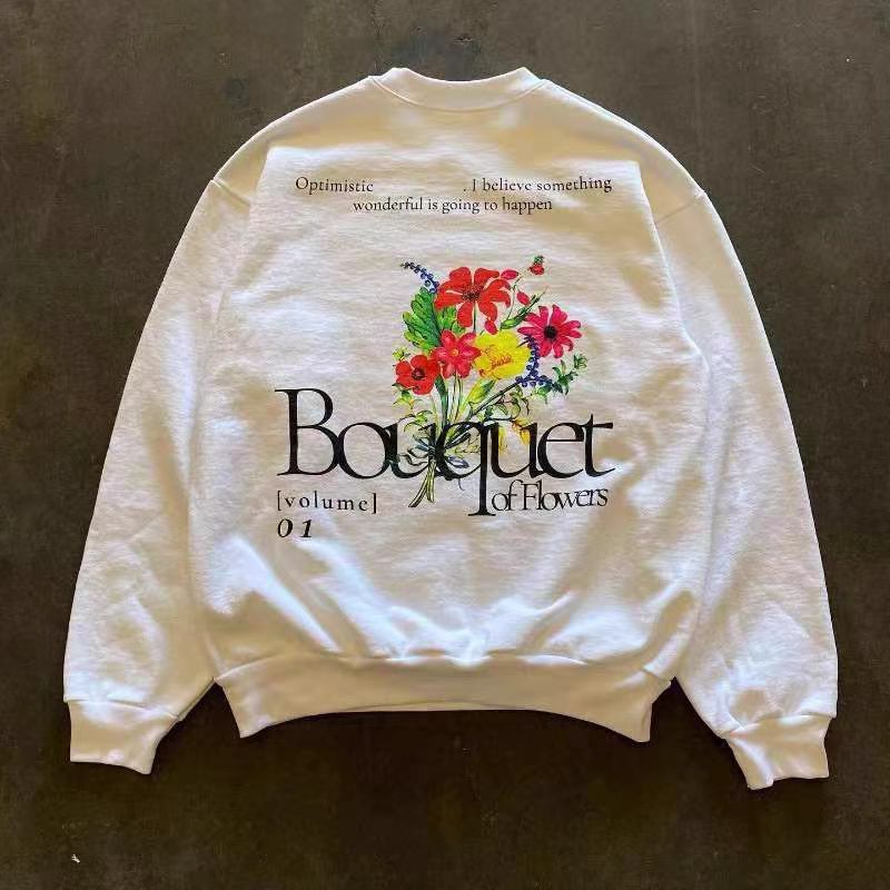 Japanese Brand × Vintage Floral Print Washed White Vintage Sweatshirt Size US L / EU 52-54 / 3 - 1 Thumbnail