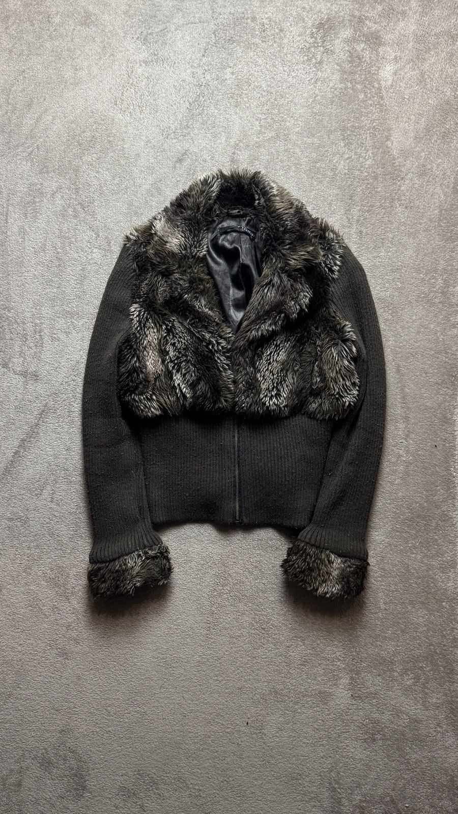 Hysteric Glamour Y2K Faux Fur Cable Knit Jacket lgb goa cdg gaultier punk Size M / US 6-8 / IT 42-44 - 1 Thumbnail