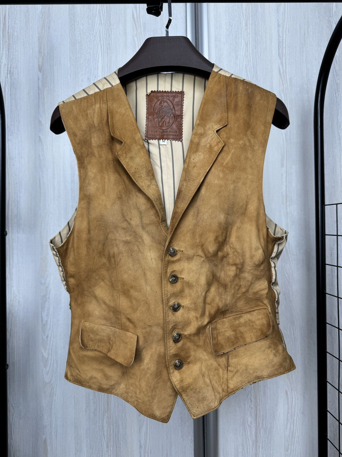 Genuine Leather Golden Bear made in California brown leather suede vest Size US M / EU 48-50 / 2 - 2 Thumbnail