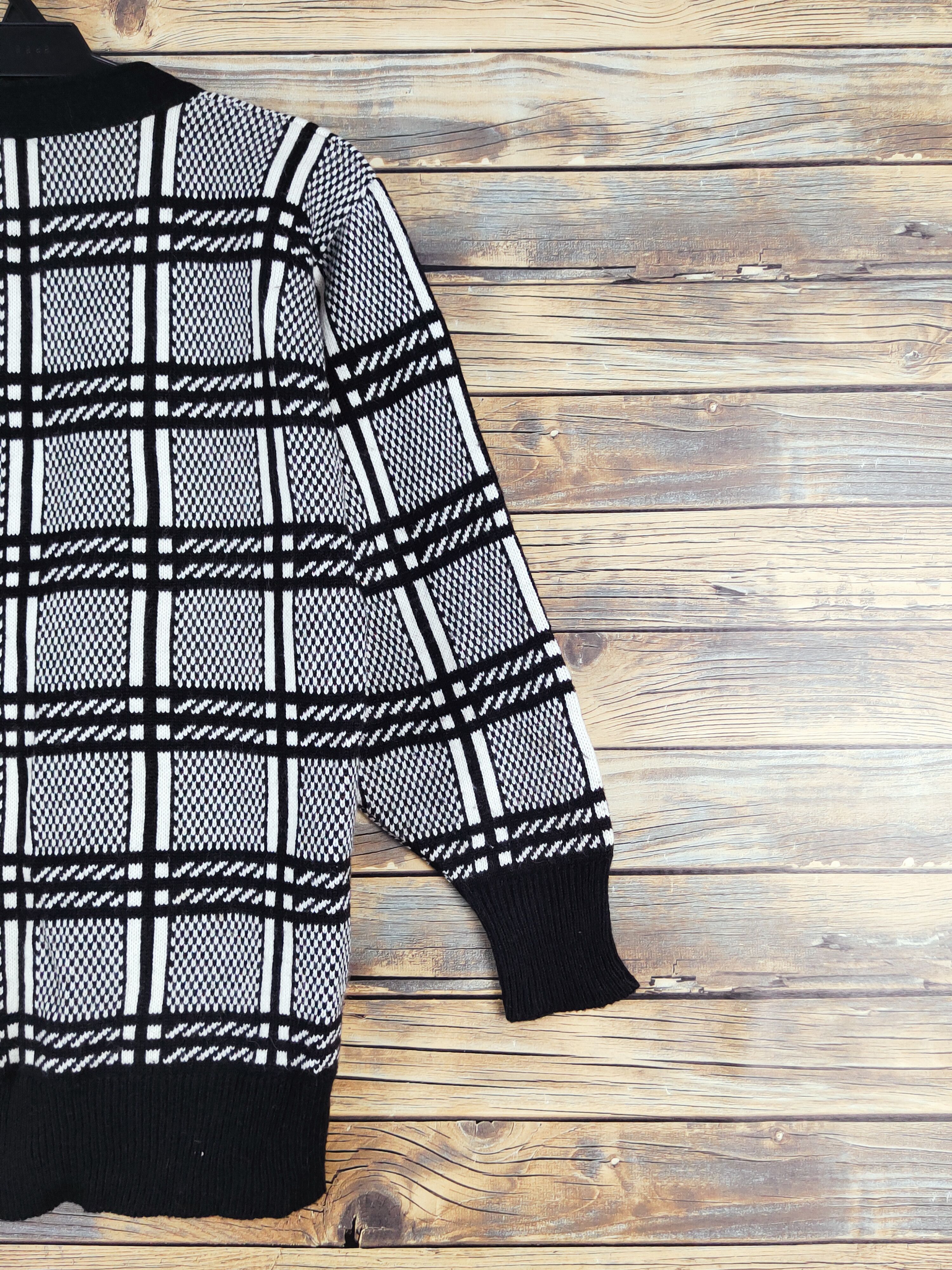 Homespun Knitwear × Japanese Brand × Vintage Japanese Brand Black white Knitwear Cardigan #W1149 Size M / US 6-8 / IT 42-44 - 10 Thumbnail