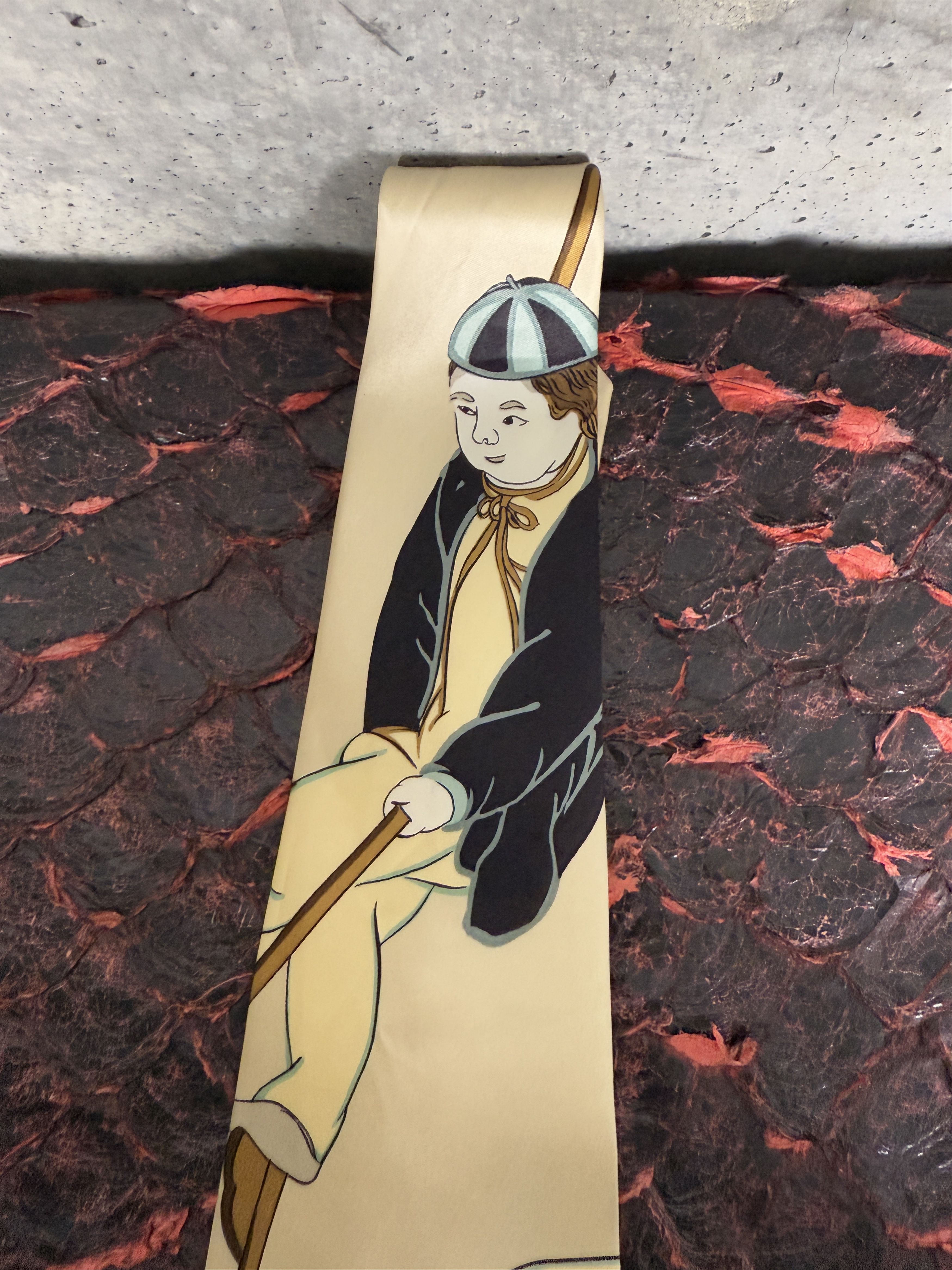 Yohji Yamamoto Yohji Yamamoto Pour Homme 95AW Rokumeikan Silk Tie Size ONE SIZE - 3 Thumbnail