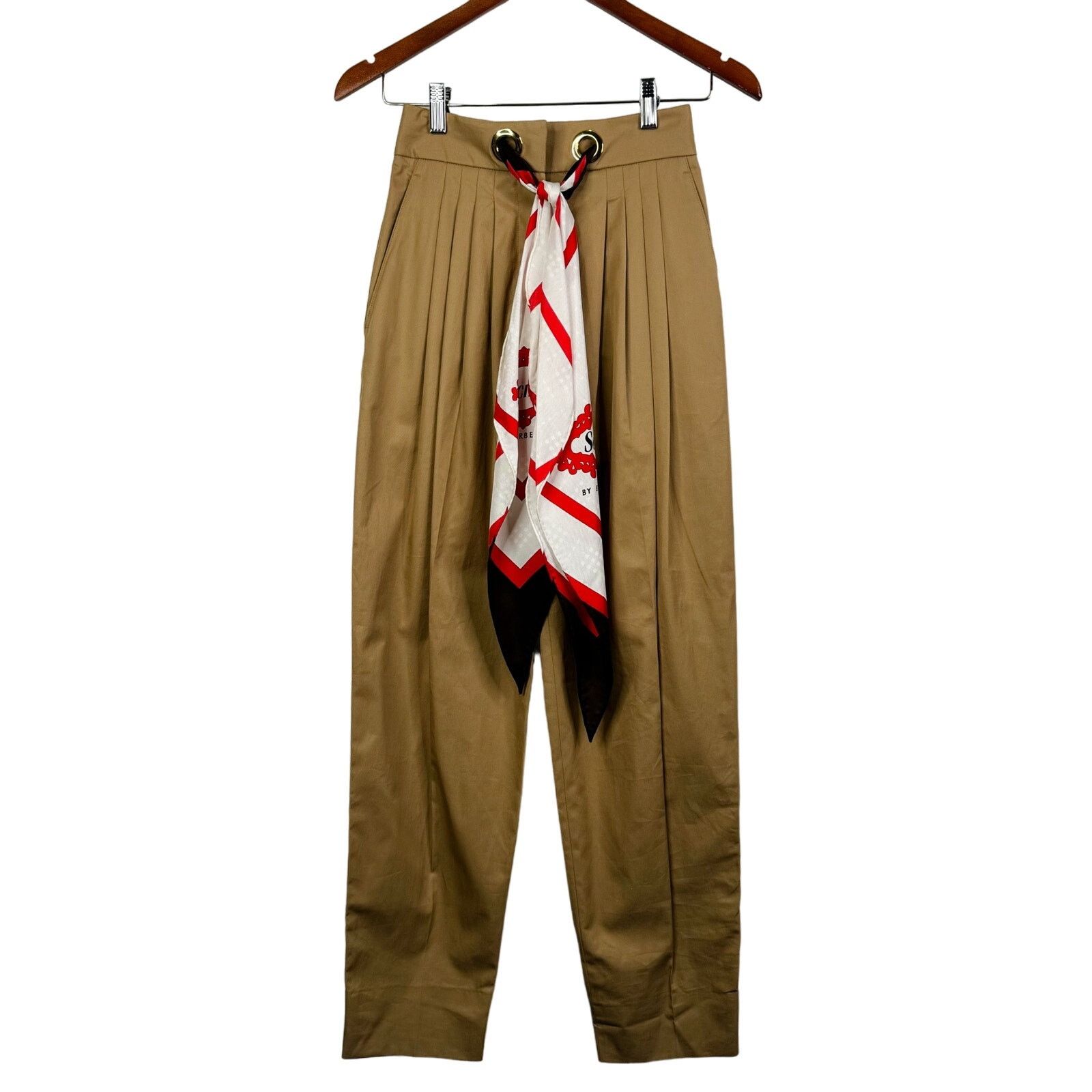 Burberry BURBERRY Tapered Pant Trouser Silk Scarf Belt SOCIETY NWT Size 25" / US 0 / IT 36 - 6 Thumbnail