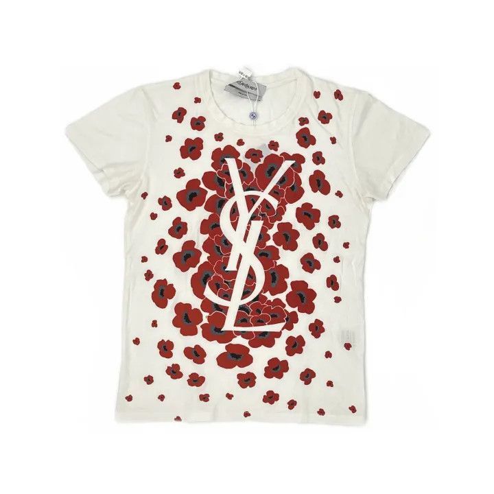 Saint Laurent Paris Saint Laurent Casual Floral Print Short Sleeve T-Shirt-2507 Size US S / EU 44-46 / 1 - 8 Thumbnail