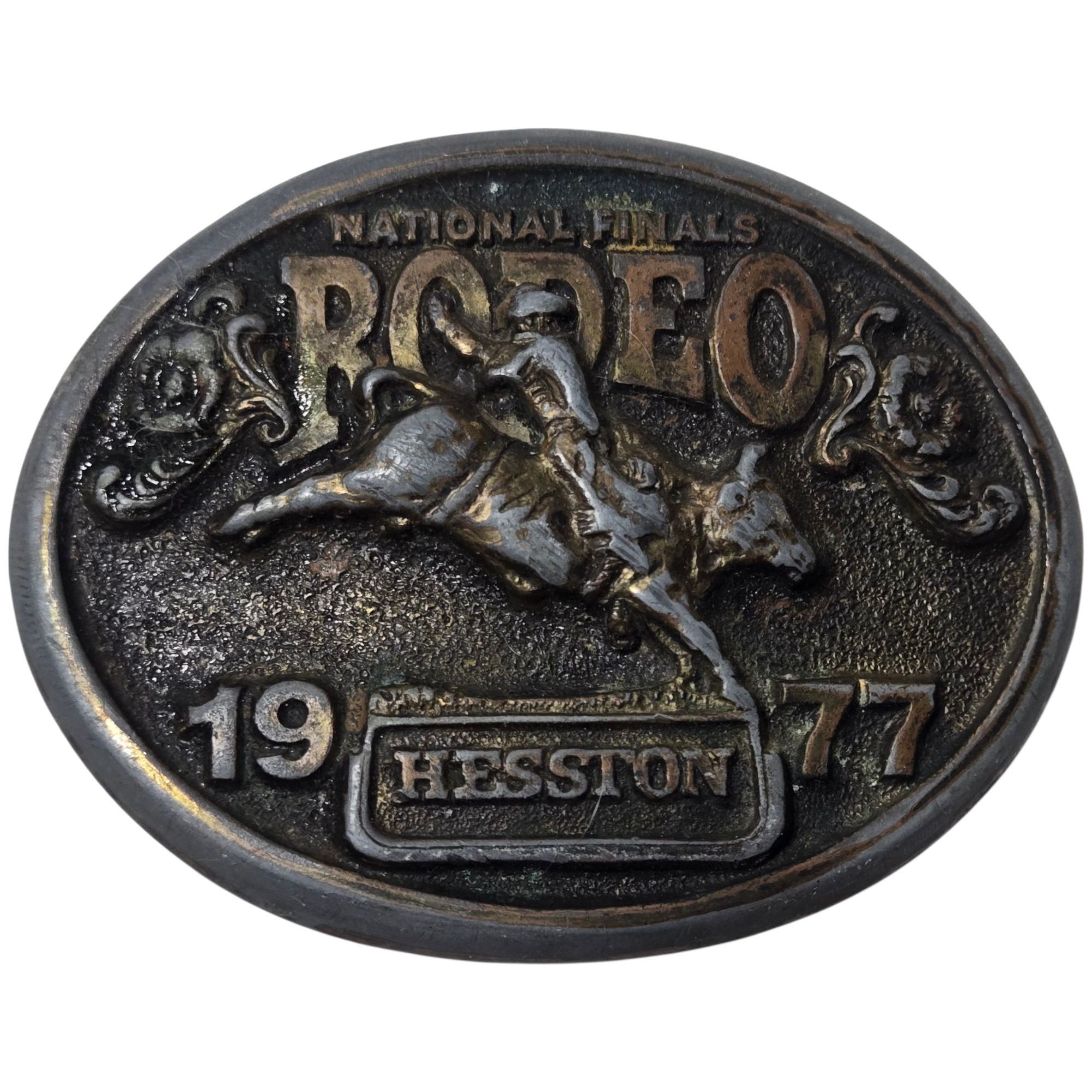 Other 1977 National Finals Rodeo Belt Buckle Bull Riding NFR Hesst Size ONE SIZE - 16 Thumbnail
