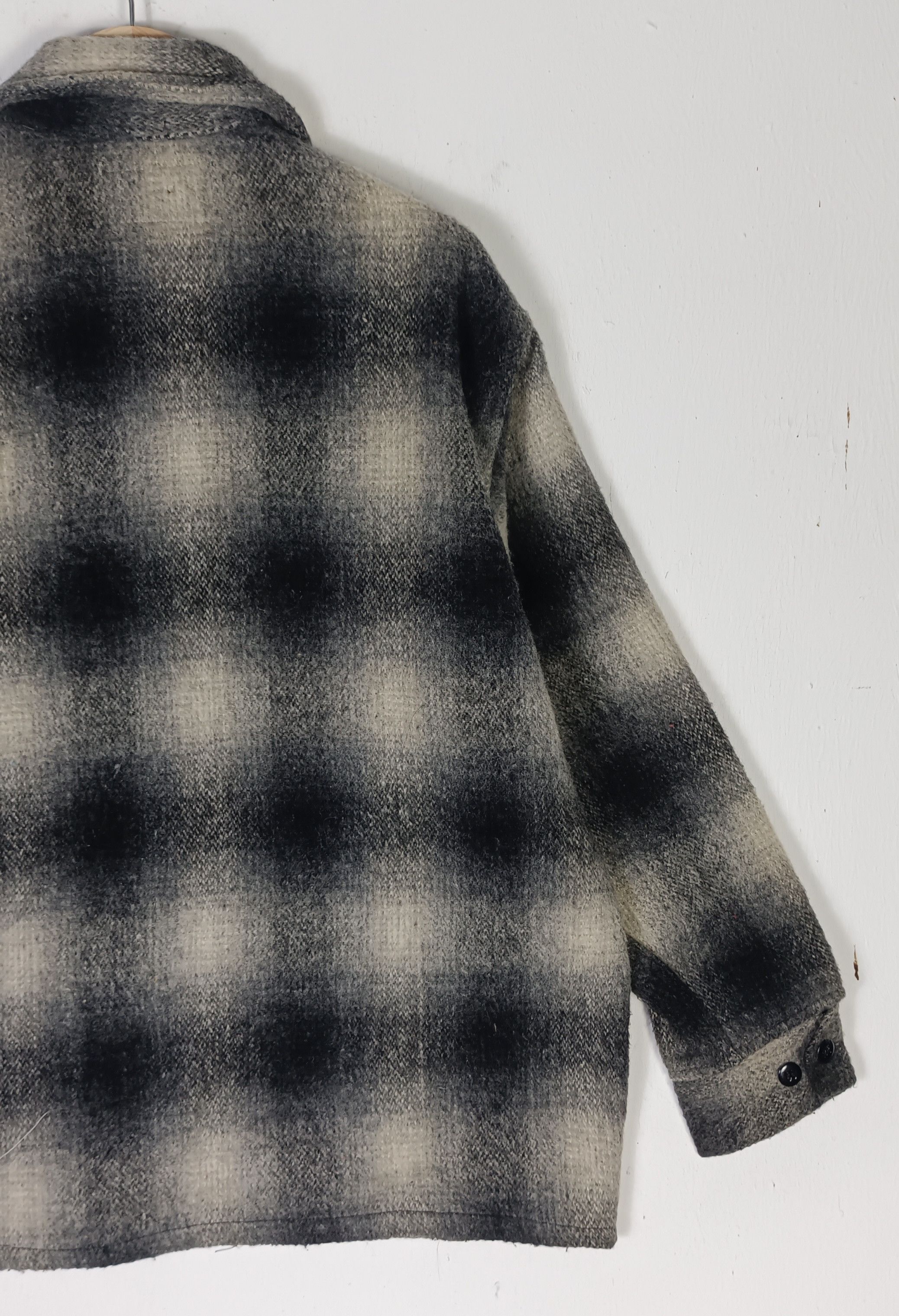 Vintage Vintage💥 80s Melton Shadow Plaid Wool Flannel Jacket Size US XL / EU 56 / 4 - 6 Thumbnail