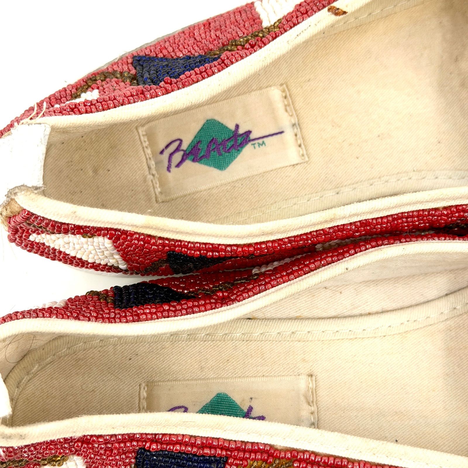 Vintage Vintage 80s Beadz Nautical Beaded Red Canvas Slip On Shoes Size US 9 / IT 39 - 8 Thumbnail