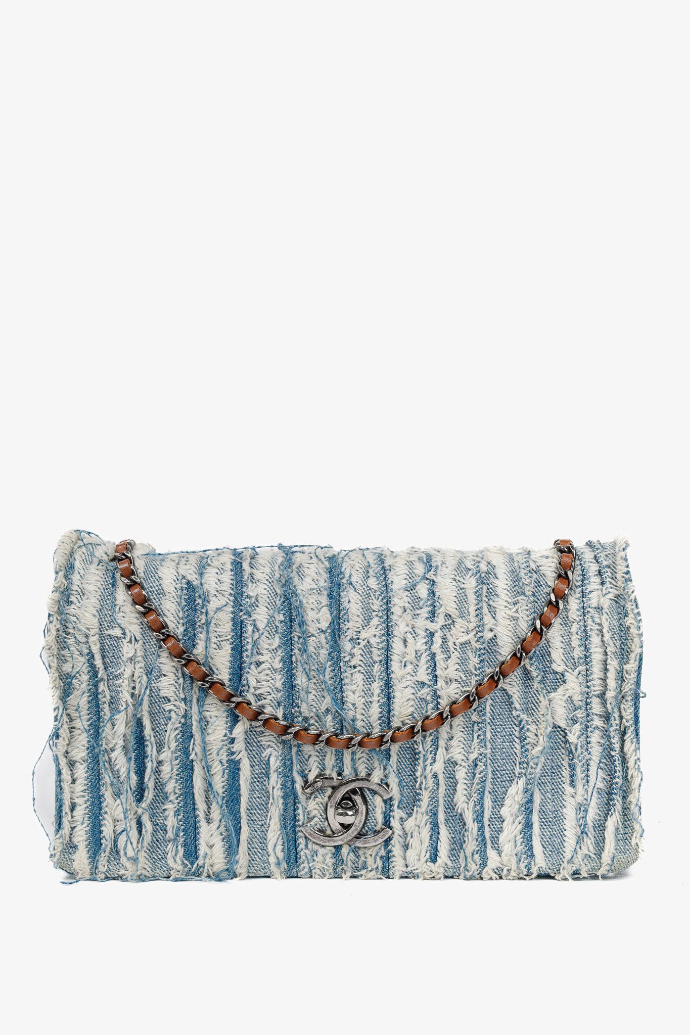 Chanel Chanel 15P Blue Denim Fringe CC Medium Flap Bag Size ONE SIZE - 1 Thumbnail