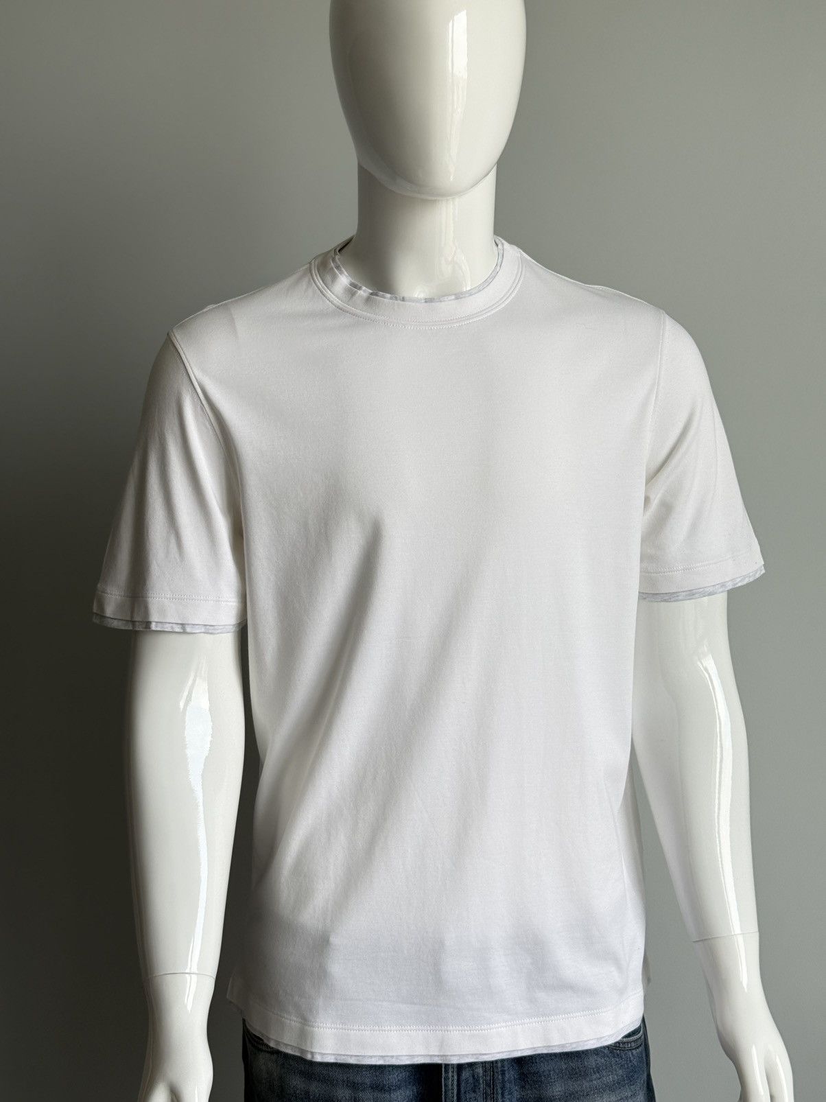 Brunello Cucinelli Brunello Cucinelli Silk White Crew Neck T-Shirt Cotton Size US M / EU 48-50 / 2 - 6 Thumbnail