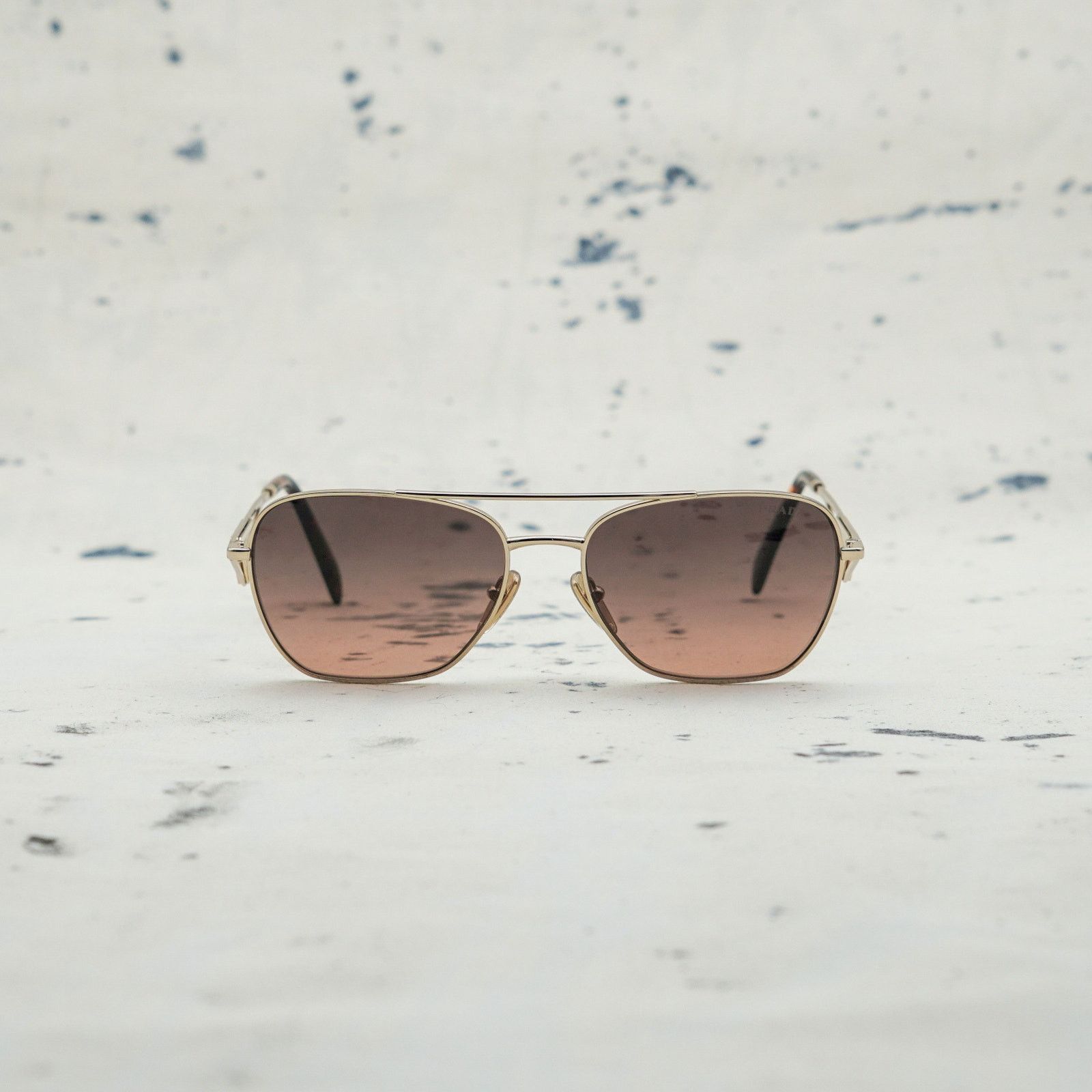 Prada Prada spr a50 gold triangle logo aviator y2k sunglasses Size ONE SIZE - 2 Thumbnail