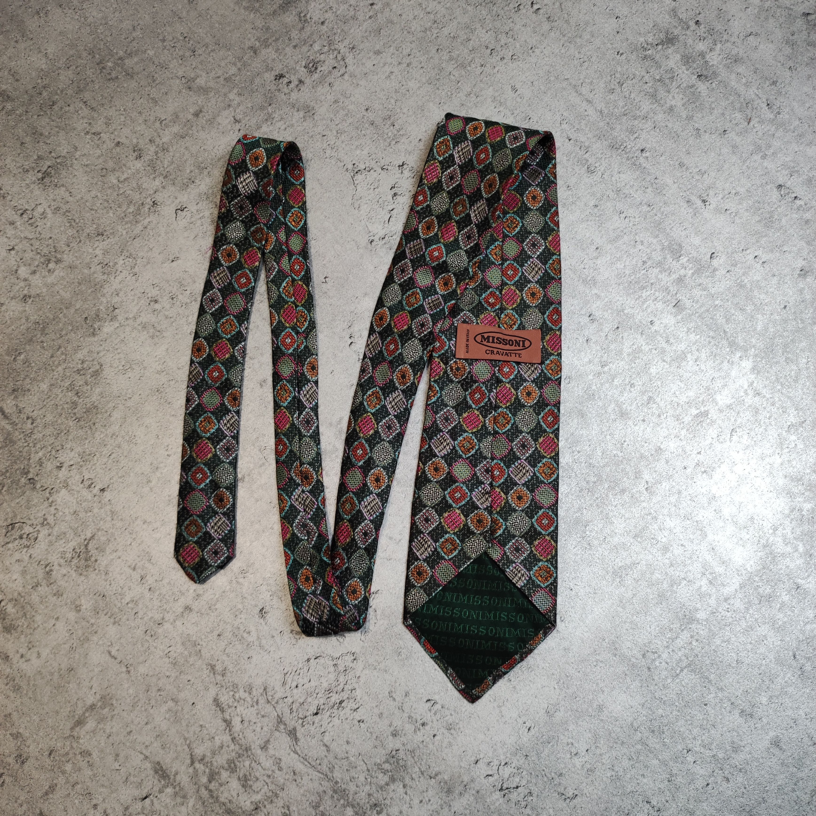 Missoni Vintage 90s RARE Missoni Cravatte Abstract Silk Tie Size ONE SIZE - 1 Thumbnail