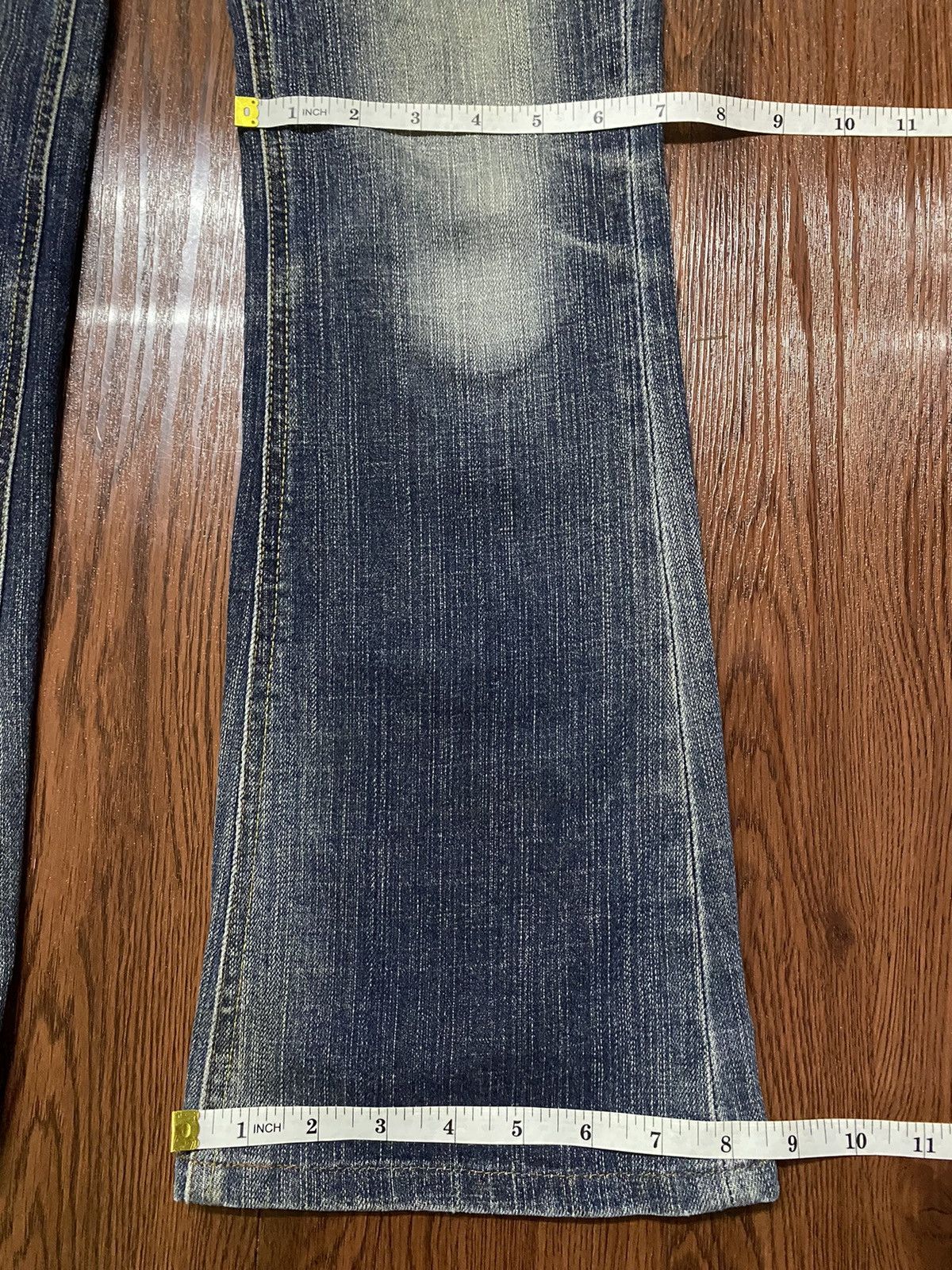 Edwin Vintage Japanese Brand Blue Distressed Flare Style Jeans Size 29" - 13 Thumbnail