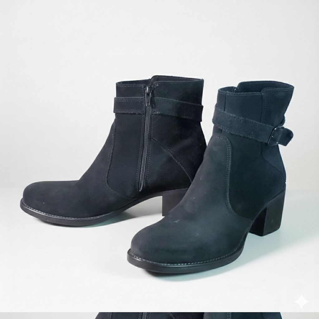 Other La Canadienne Size 8 Vera Gomma Booties Black Suede Leather Size US 8 / IT 38 - 3 Thumbnail