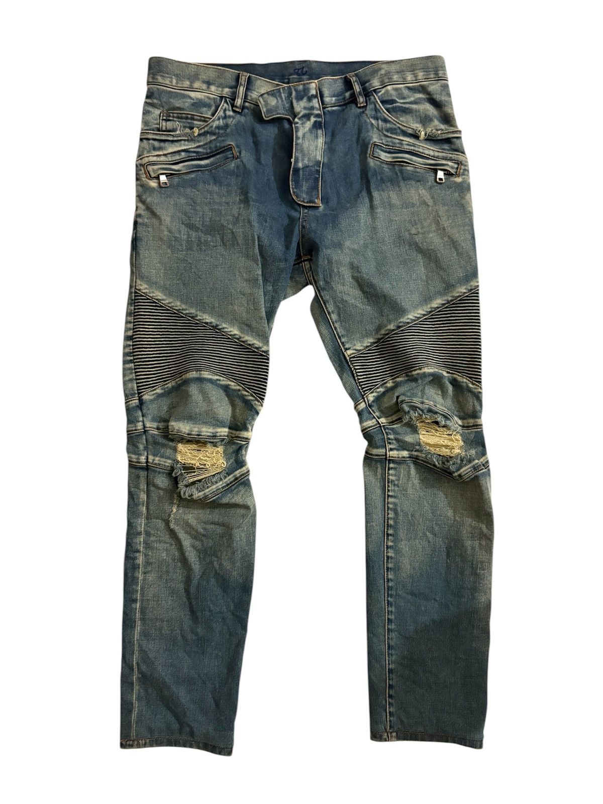 Balmain Balmain distressed biker jeans Size US 34 / EU 50 - 1 Thumbnail