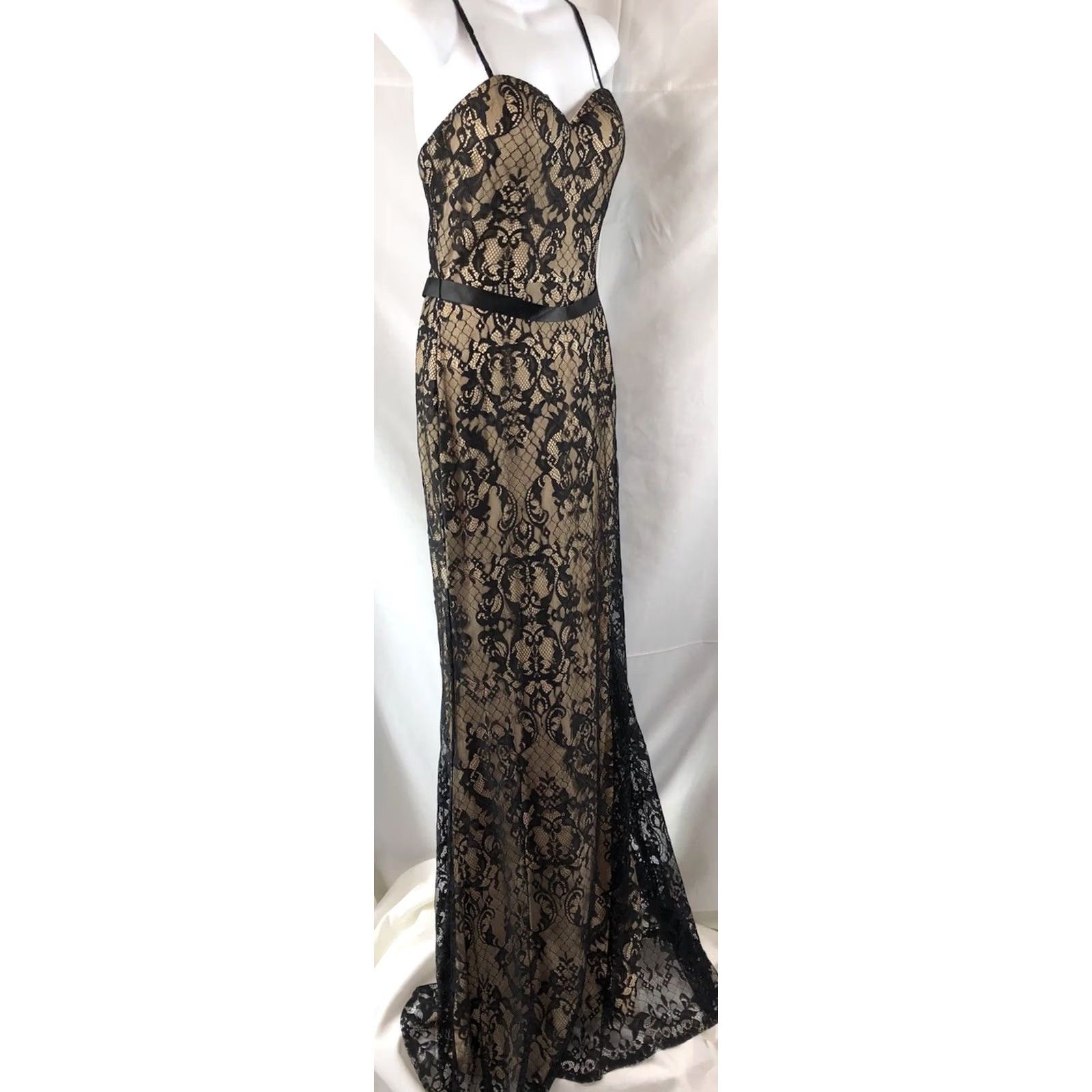Vintage VINTAGE Strappy Formal Dress mermaid Gown 10 Lace Sweetheart Fairy whimsy Gothic Prom Size L / US 10 / IT 46 - 3 Thumbnail