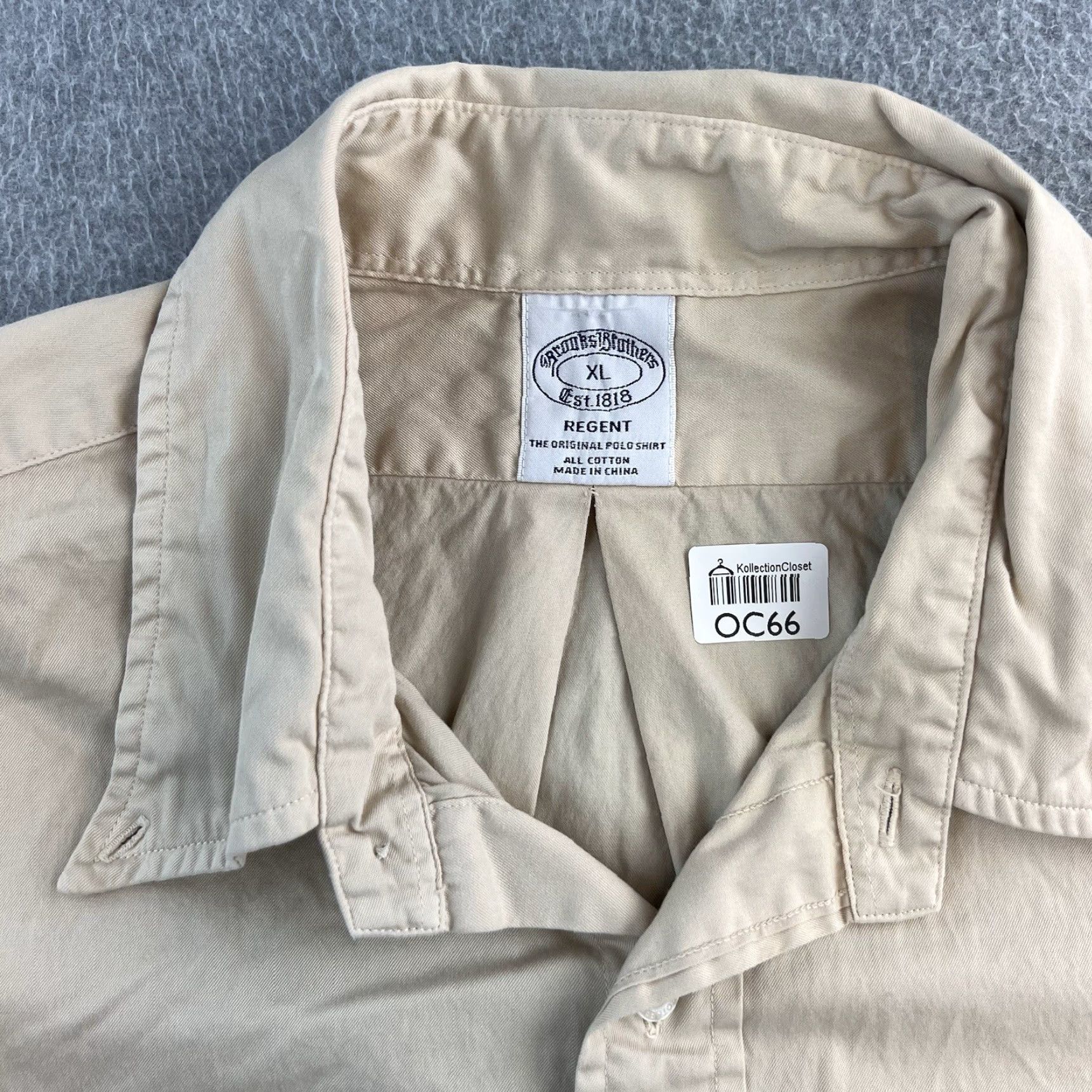 Brooks Brothers Brooks Brothers Regent Dress Shirt Mens XL Beige Long Sleeve Button Up Adult Size 46R - 6 Thumbnail