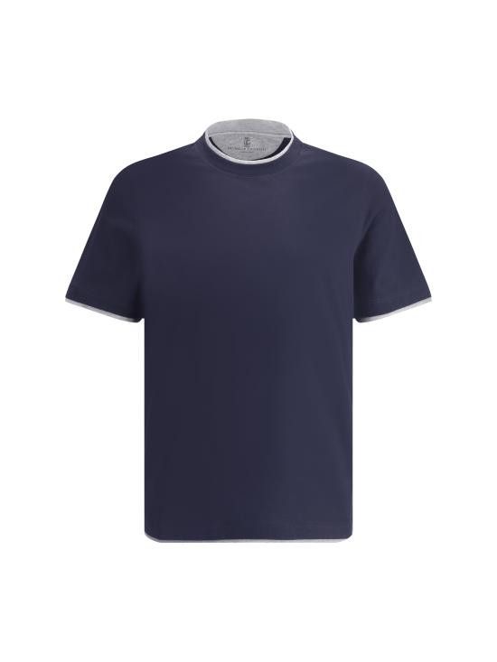 Brunello Cucinelli BRUNELLO CUCINELLI Men T-Shirts M0B137427 CD325 BLUE Size US XL / EU 56 / 4 - 1 Thumbnail