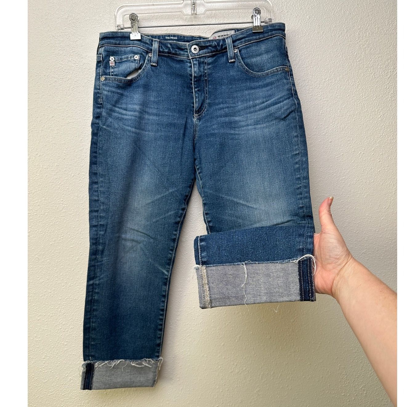 AG Adriano Goldschmied AG The Prima cigarette leg jeans med wash raw cuffed hem 32R Size 32" / US 10 / IT 46 - 1 Thumbnail