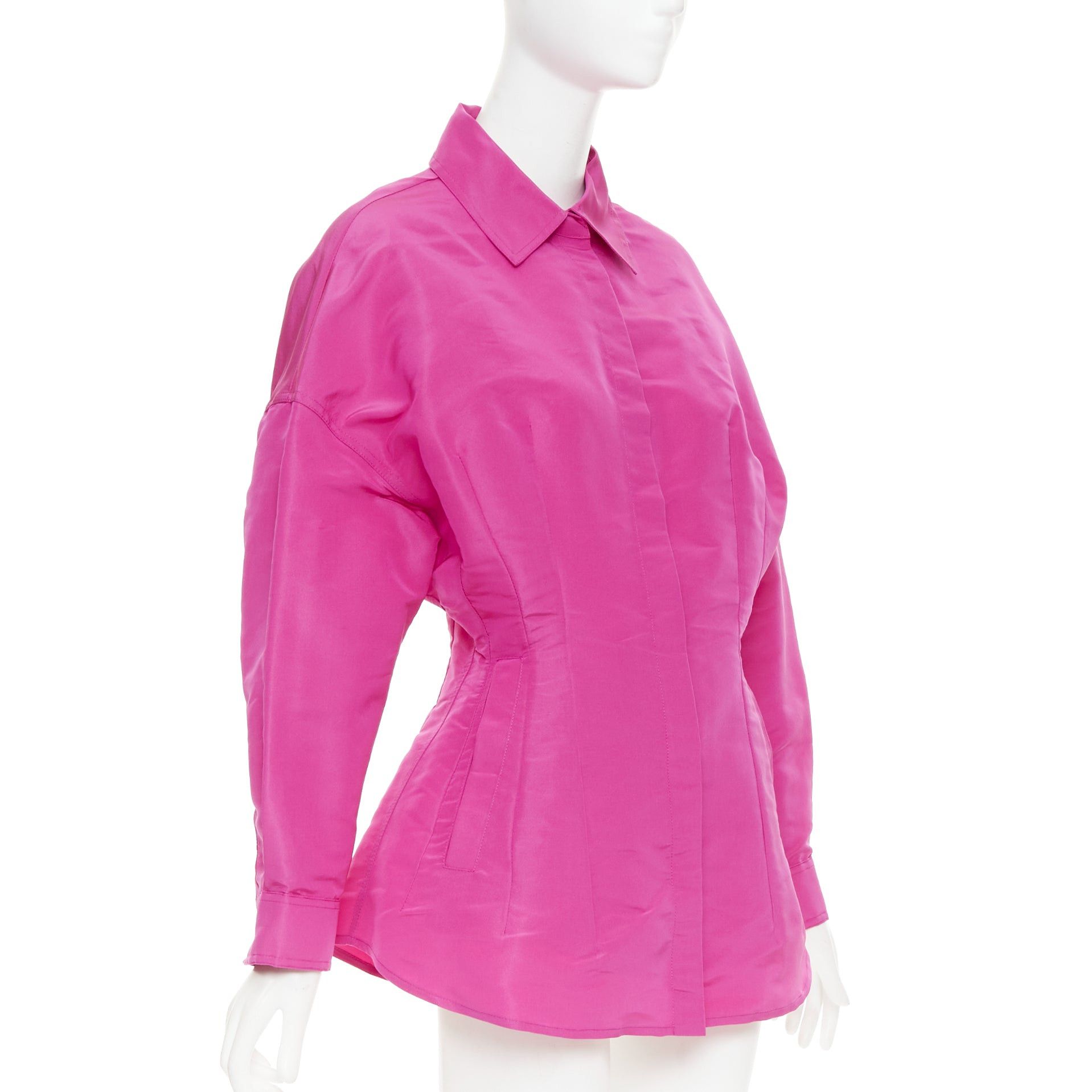 Valentino VALENTINO Pier Paolo Piccioili 2022 silk moire PP Pink 100% silk mini shirt dress IT38 XS Size XS / US 0-2 / IT 36-38 - 1 Thumbnail