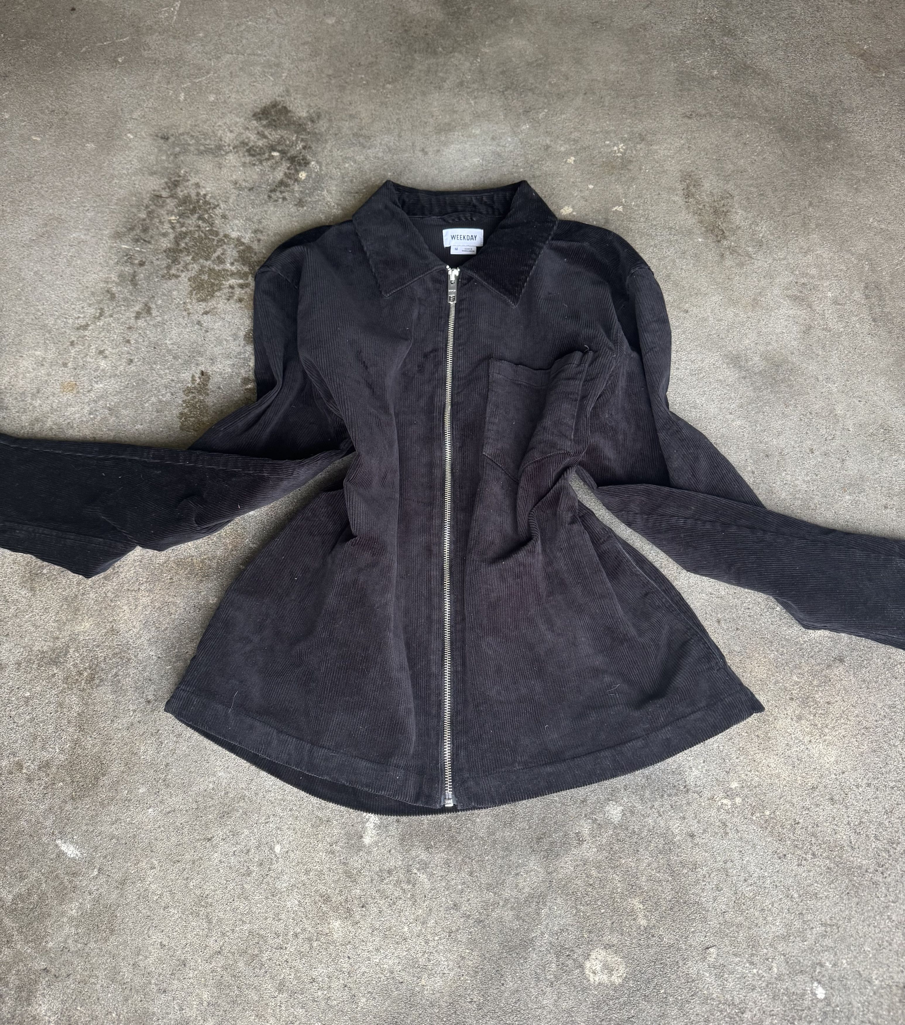 Weekday Weekday Black Corduroy Zip Jacket Size US M / EU 48-50 / 2 - 1 Thumbnail