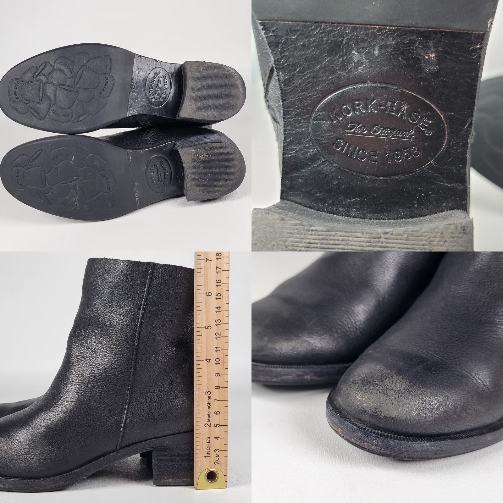 Vintage VINTAGE Women’s 7M Kork-Ease Zip On Ankle Boot Mayten Black Leather K54003 Size US 7 / IT 37 - 8 Thumbnail