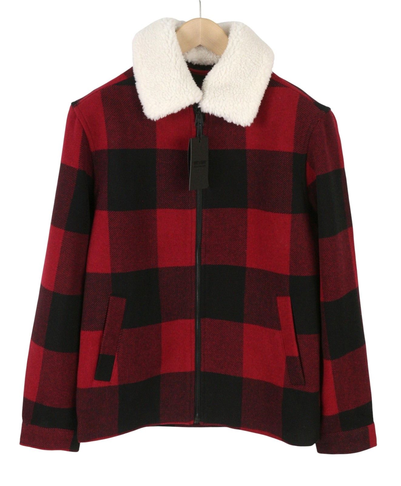 Other RON CHECK S Red Wool Blend Plaid Sherpa Neck 88043 Size US S / EU 44-46 / 1 - 2 Thumbnail