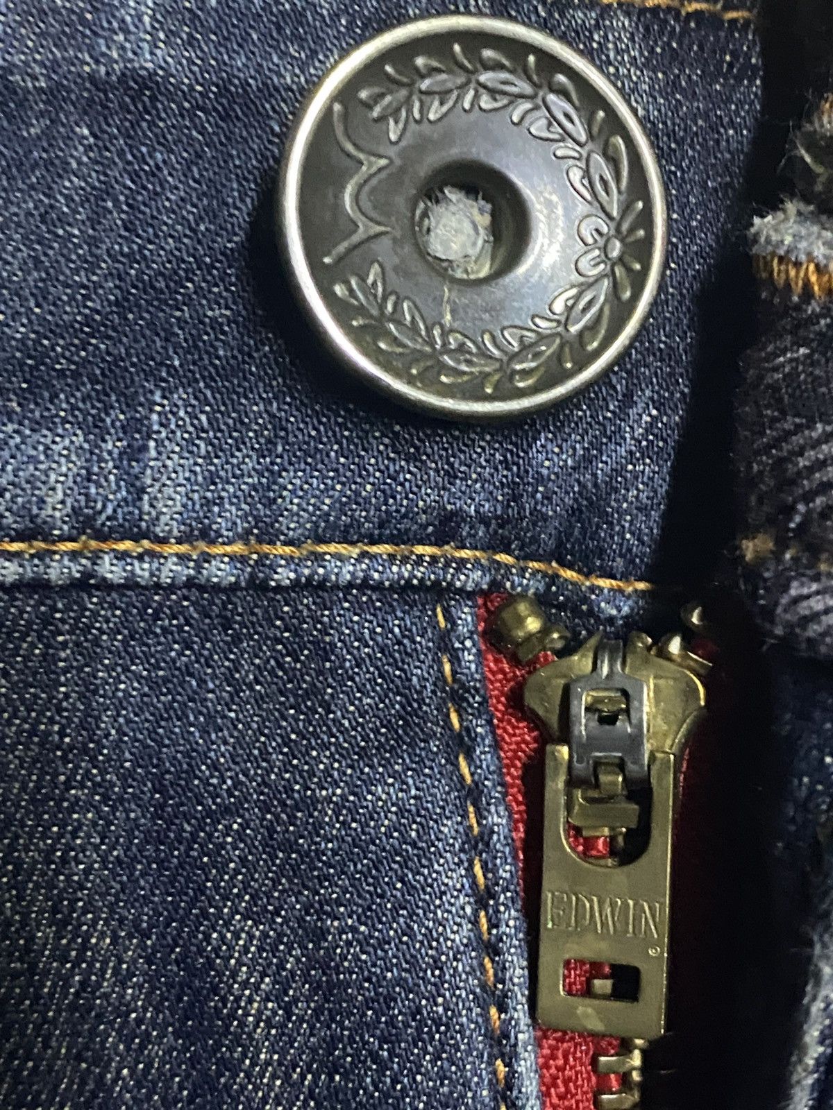 Junya Watanabe Vintage Edwin 503 Blue Trip Whisker Little Bootcut Jeans Size US 33 - 11 Thumbnail