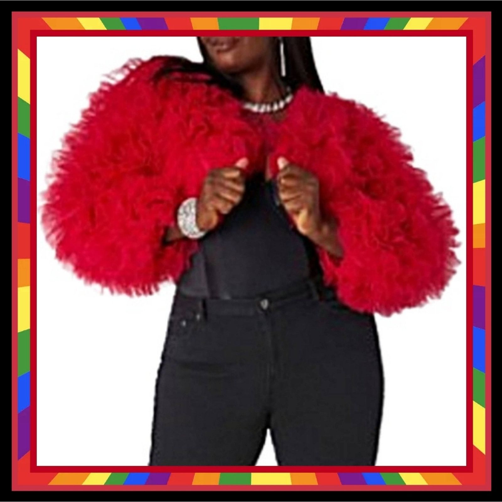 Other BRIGHT CHERRY RED ☆ FLUFFY TULLE ☆ CROPPED SHRUG ☆ 4x ☆ NWT Size 4XL / US 24-26 - 1 Thumbnail