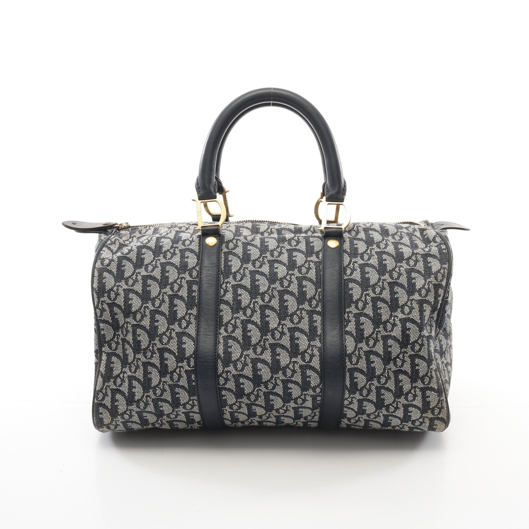 Dior Dior Trotter Mini Boston Bag Canvas Leather Navy Size ONE SIZE - 1 Thumbnail