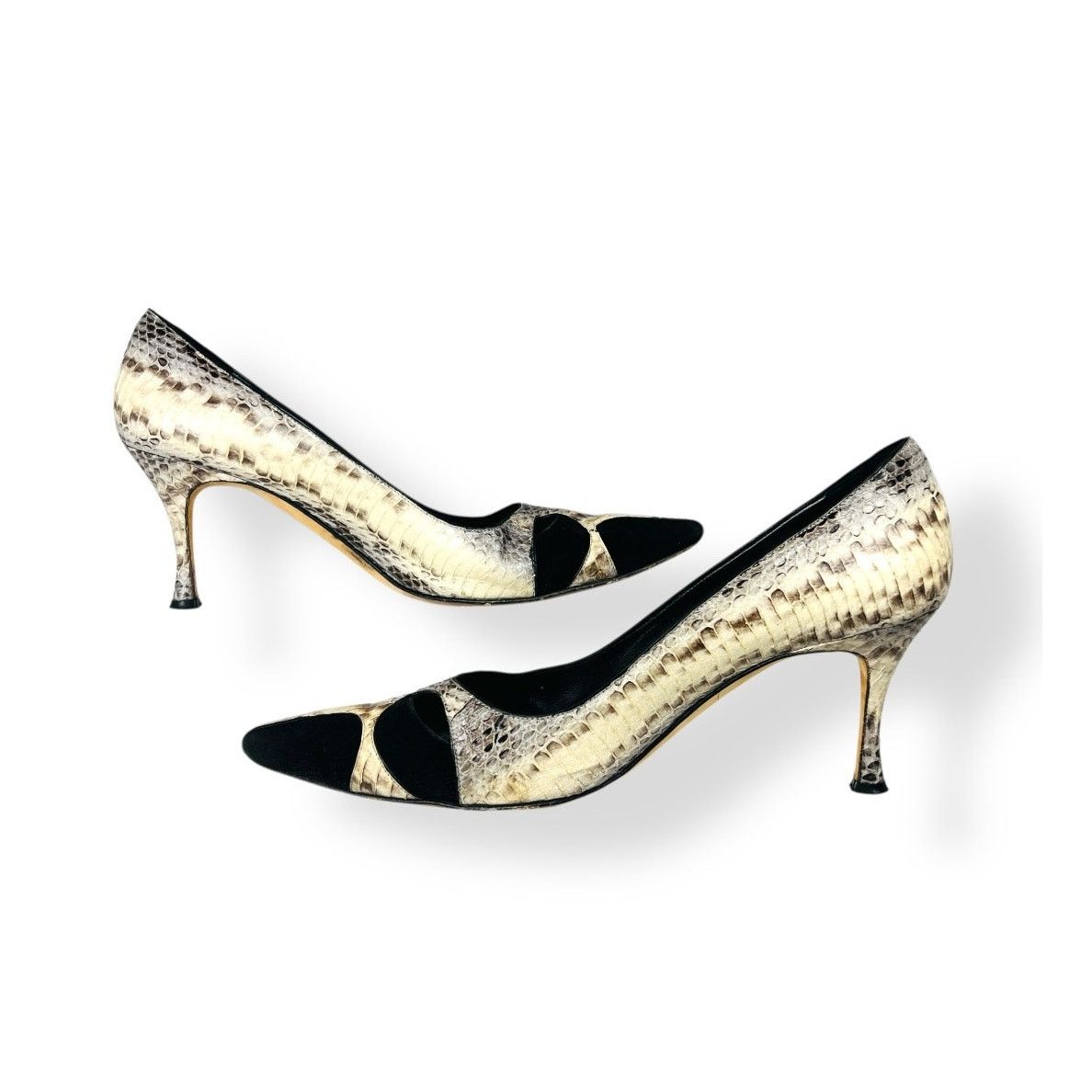 Manolo Blahnik Manolo Blahnik Python Snakeskin Suede Pumps Pointed Toe 39 Size US 9 / IT 39 - 6 Thumbnail