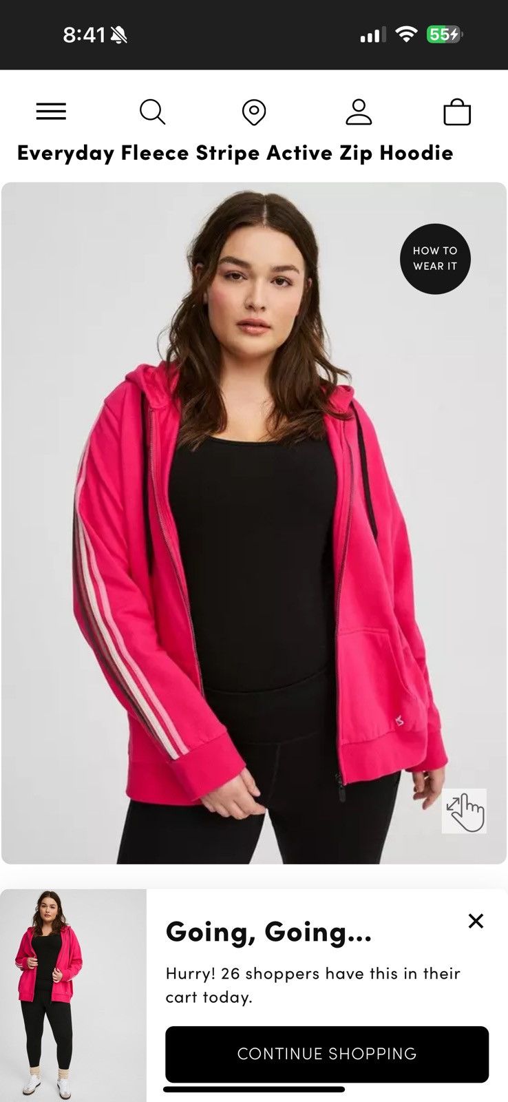 Torrid Everyday Fleece Stripe Active Zip Hoodie Size 3XL / US 20-22 - 2 Thumbnail