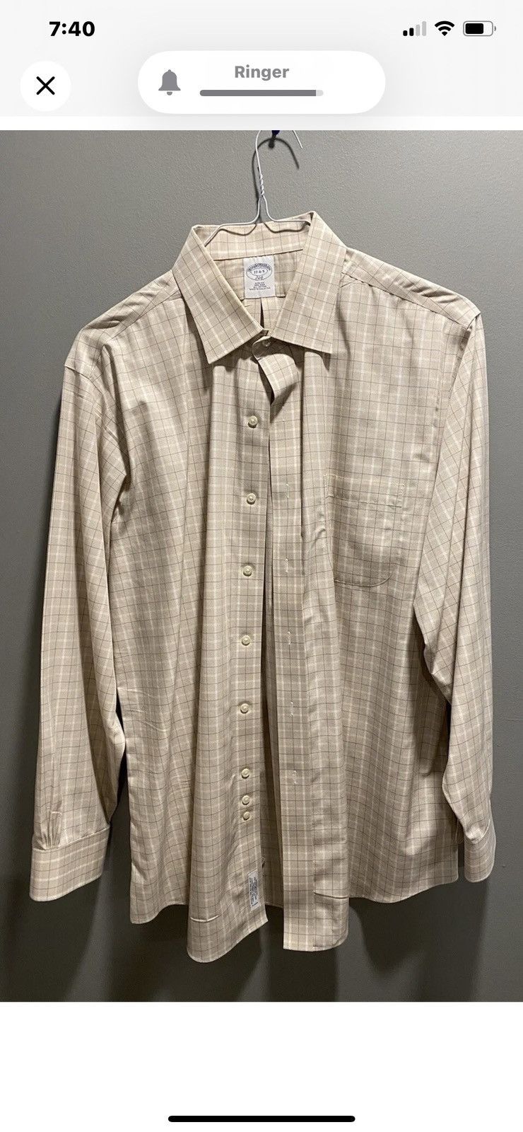 Brooks Brothers Tan, Blue & White Plaid Long Sleeve Collared Shirt Size US XL / EU 56 / 4 - 1 Thumbnail