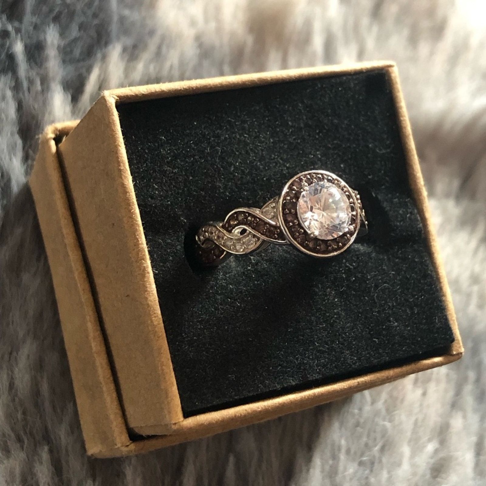 Other Garnet and clear halo CZ 925 sterling silver ring 5.5 Size ONE SIZE - 14 Thumbnail
